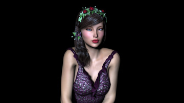 Картинка 3д+графика люди+ people цветы венок фон взгляд девушка