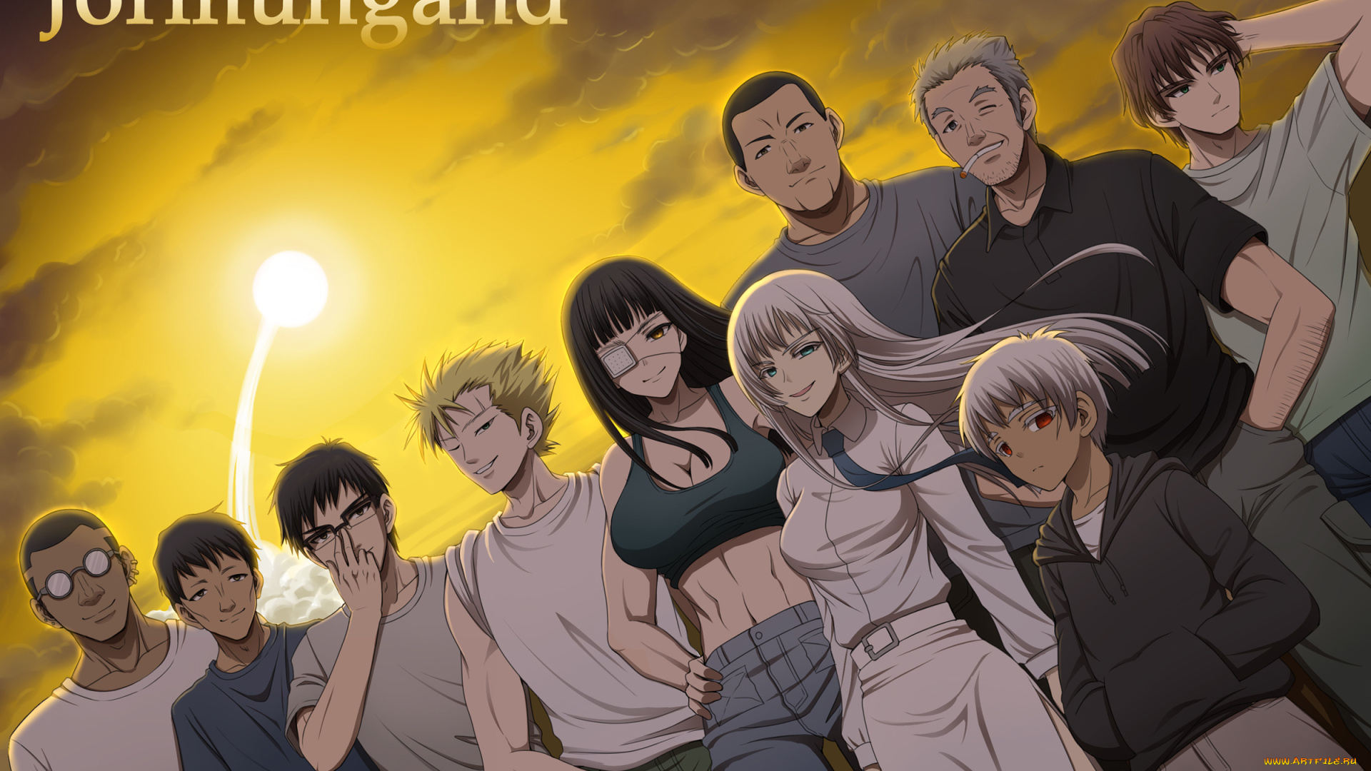 аниме, jormungand, ёрмунганд, арт, группа, закат