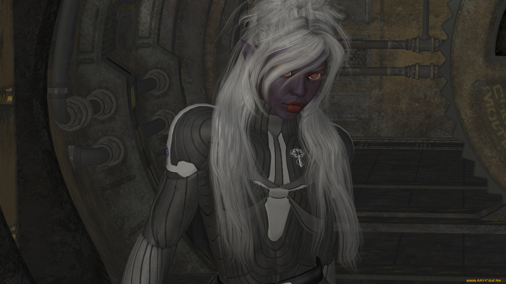 3д, графика, эльфы, , elves, фон, взгляд, эльфийка