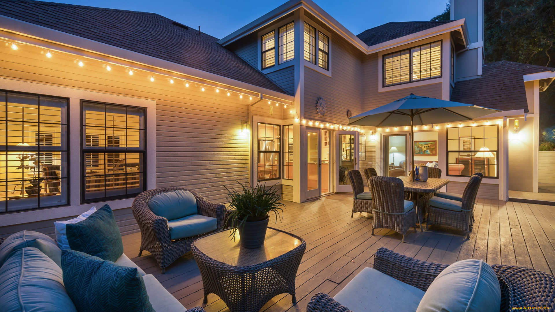 интерьер, веранды, , террасы, , балконы, дом, вечер, терраса, кресла