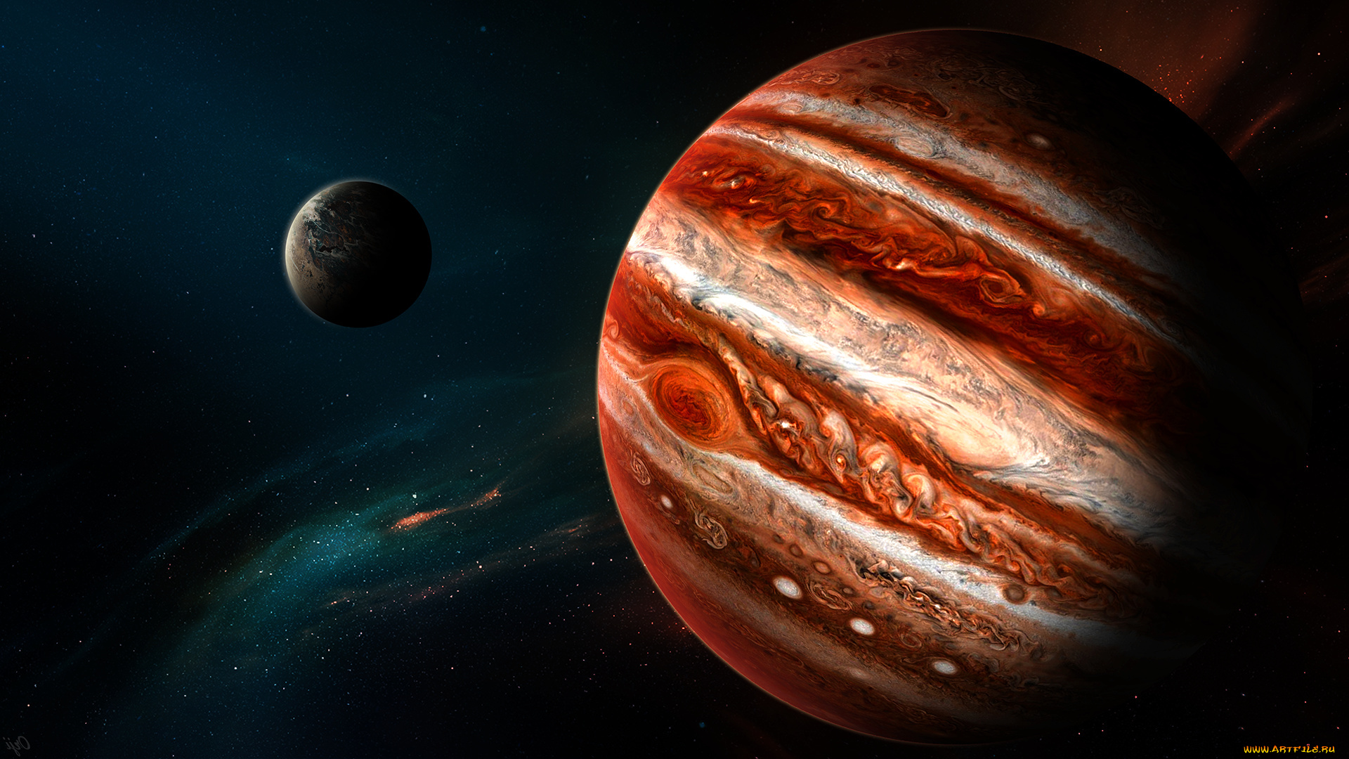 космос, арт, вселенная, планеты, галактика, звезды