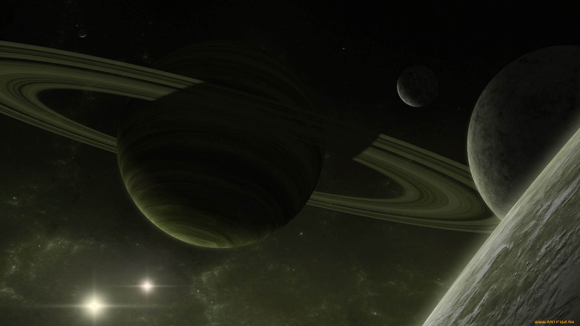 космос, арт, звезды, галактика, вселенная, планеты