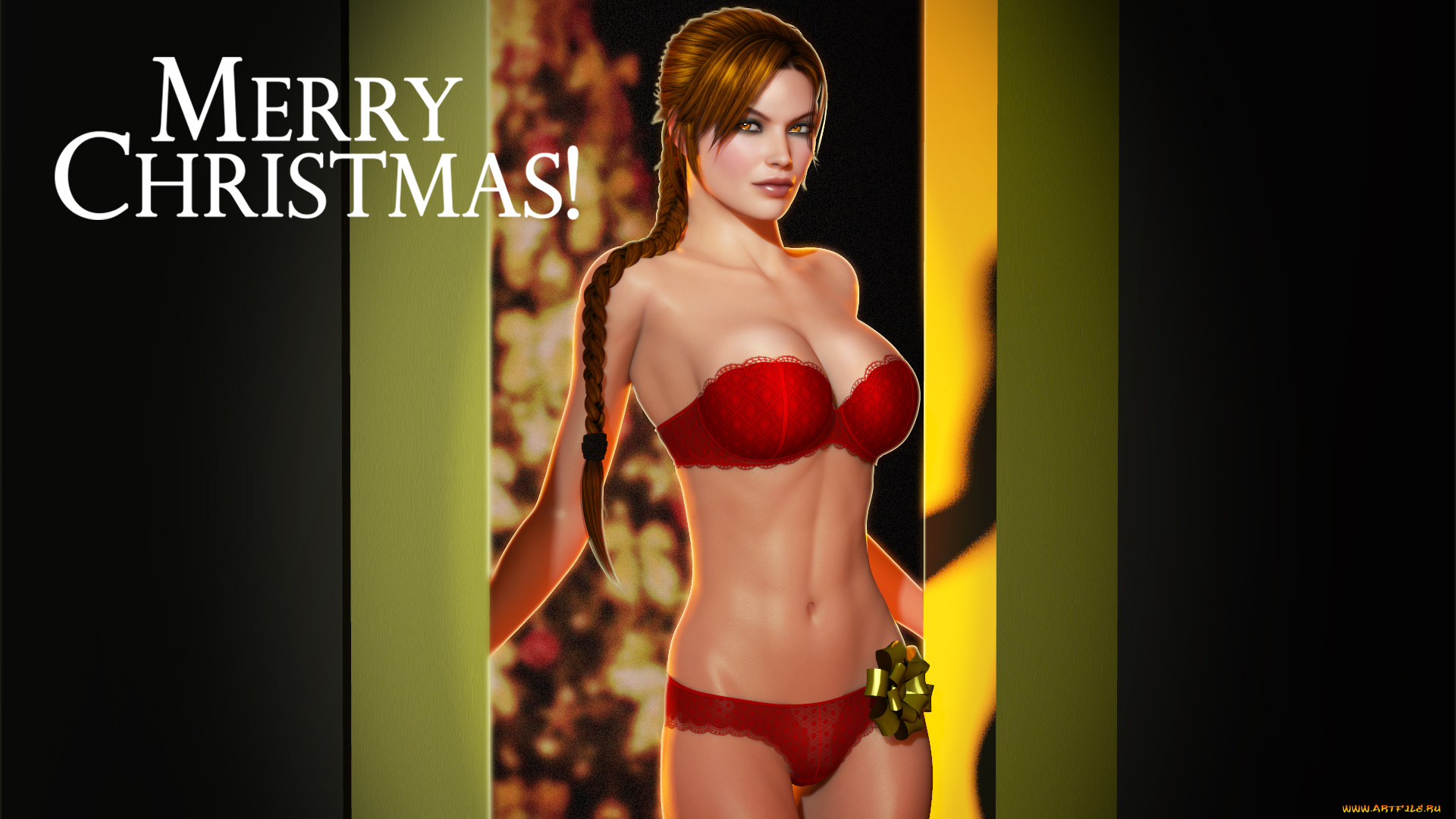 праздничные, -, разное, , новый, год, купальник, взгляд, фон, девушка