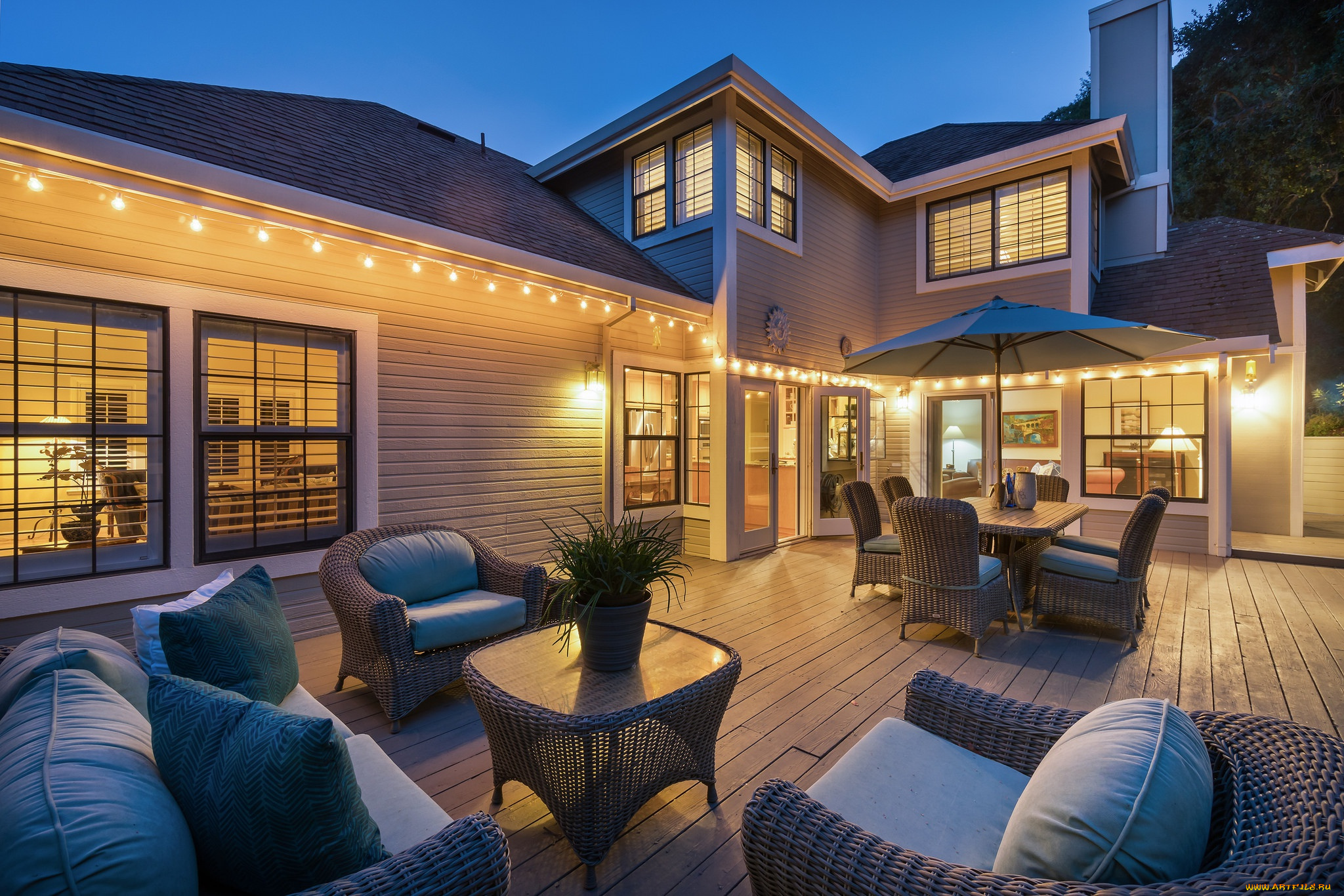 интерьер, веранды, , террасы, , балконы, дом, вечер, терраса, кресла