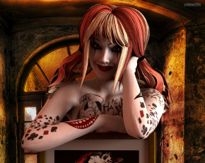 обоя 3д графика, фантазия , fantasy, фон, взгляд, девушка