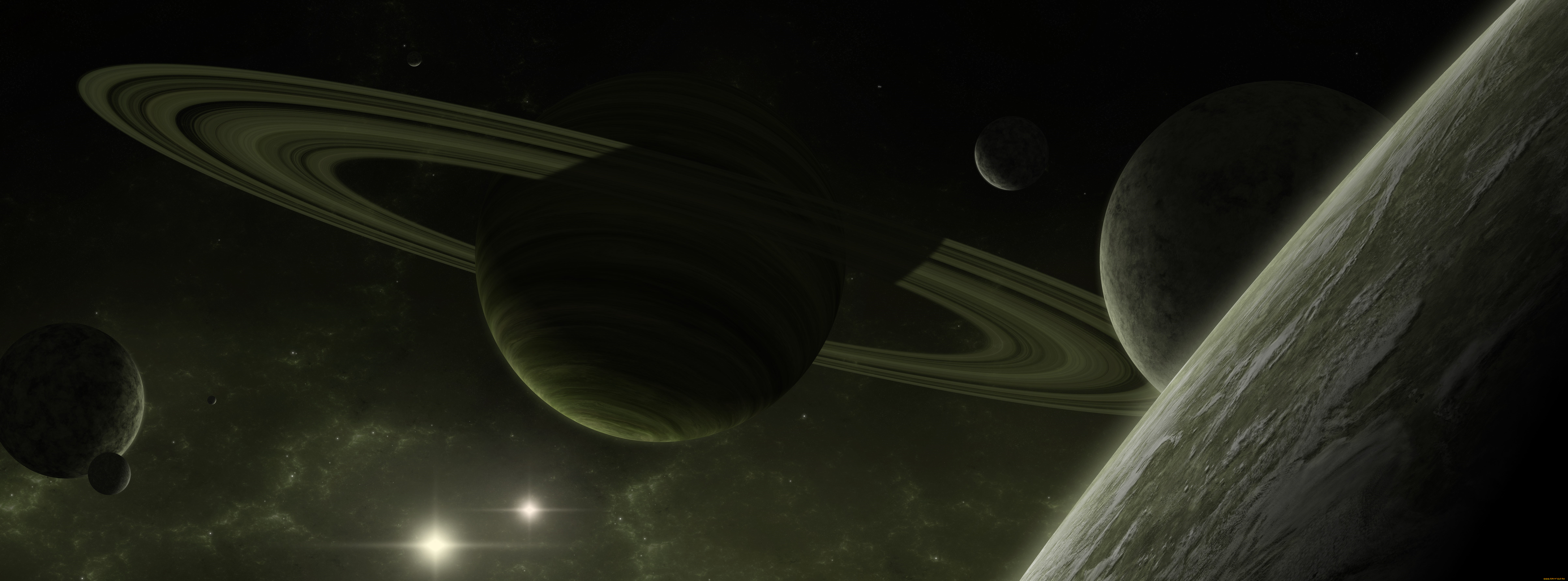 космос, арт, звезды, галактика, вселенная, планеты