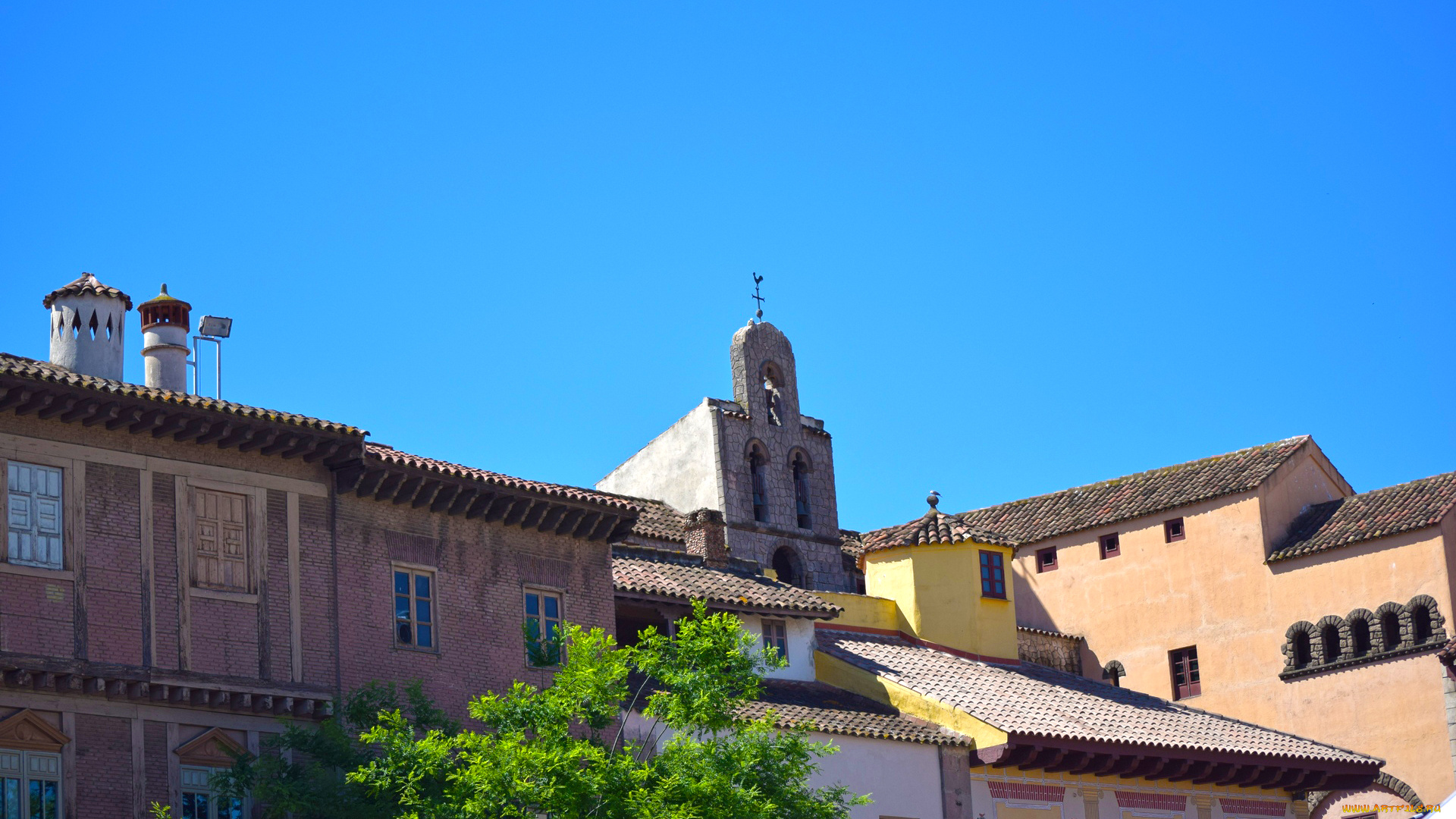барселона, города, барселона, , испания, окно, дерево