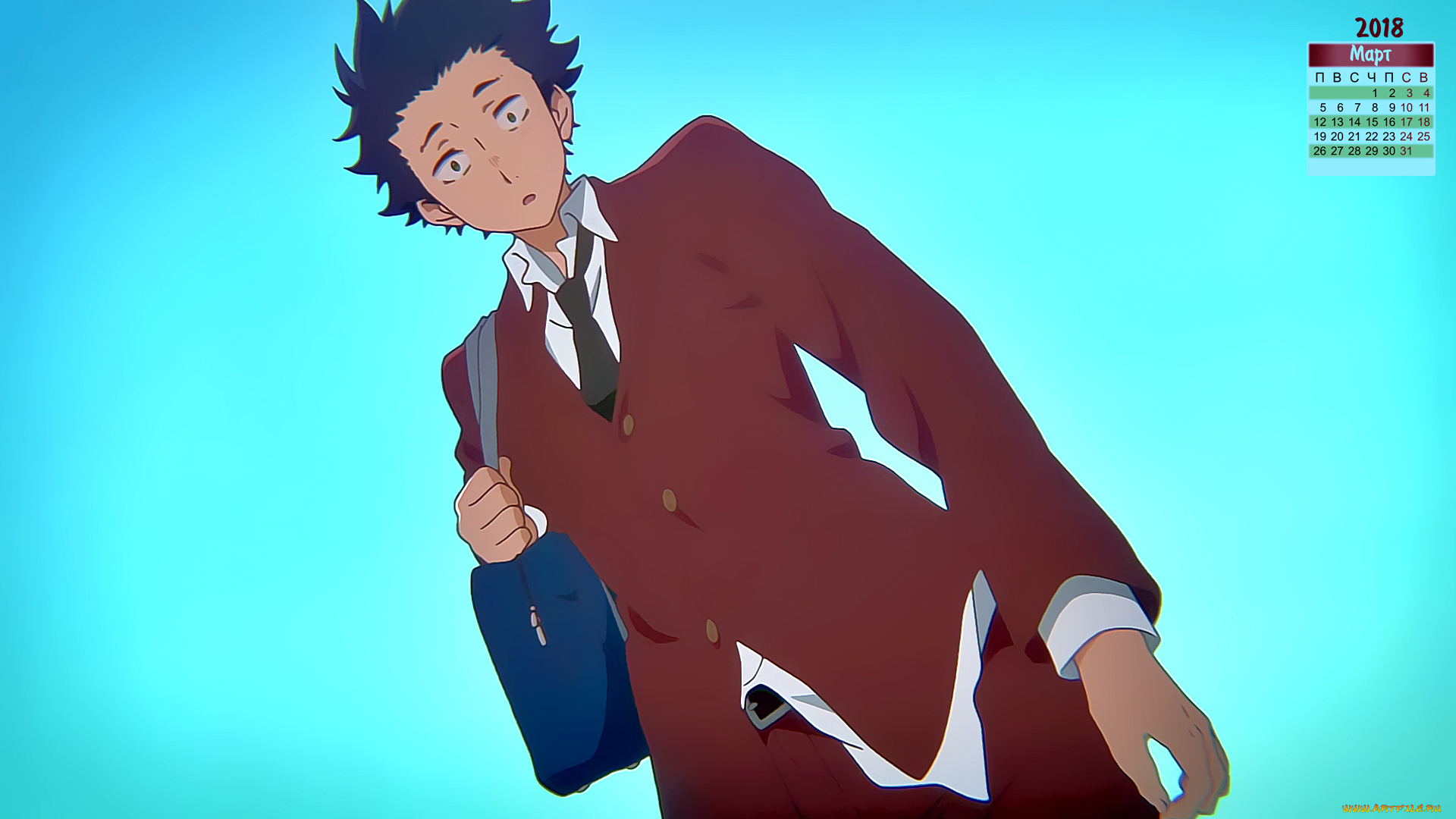 календари, аниме, парень, взгляд, 2018