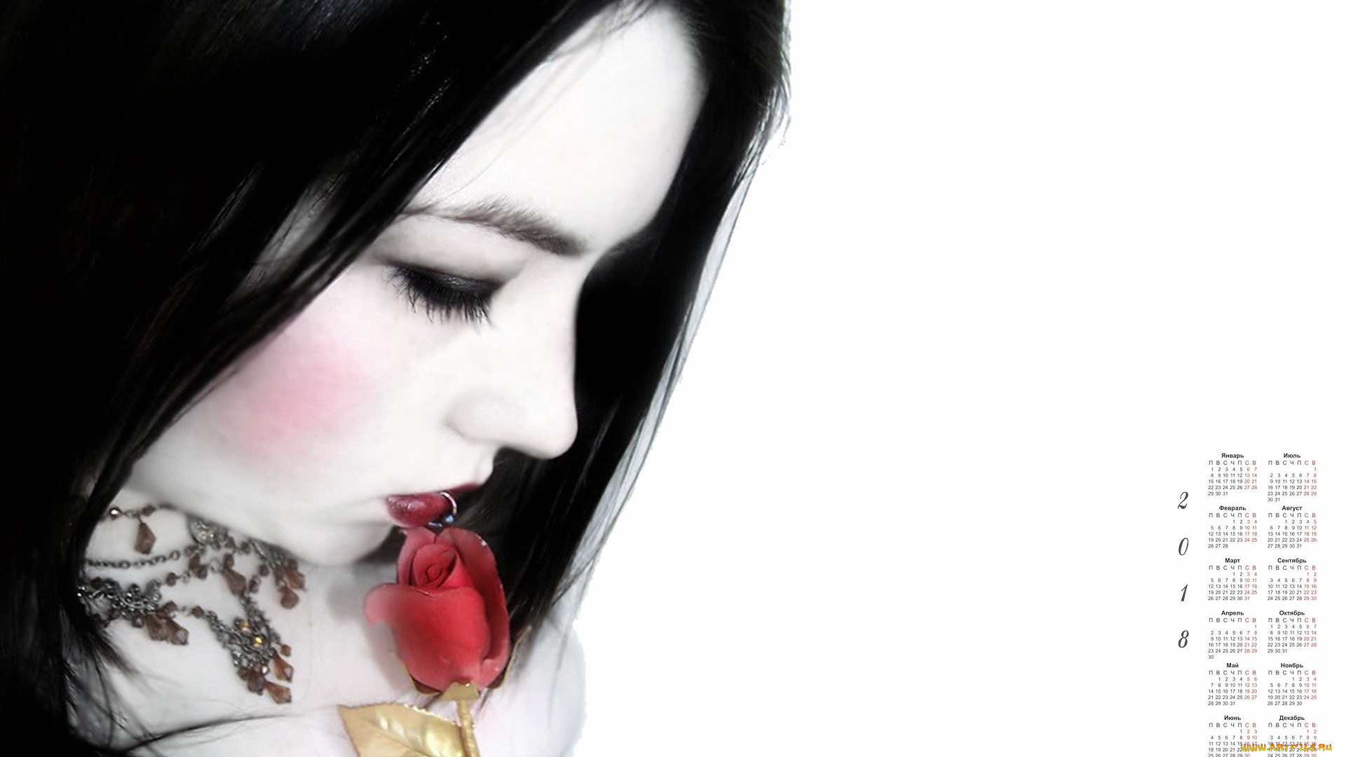 календари, девушки, цветок, лицо, 2018
