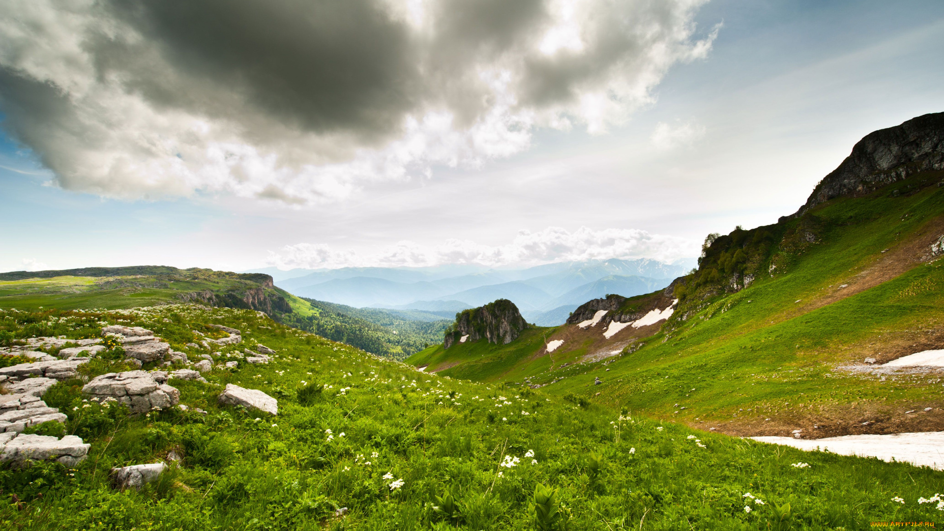 лаго-, наки, природа, горы, облака, россия, плато, адыгея, лаго-, наки