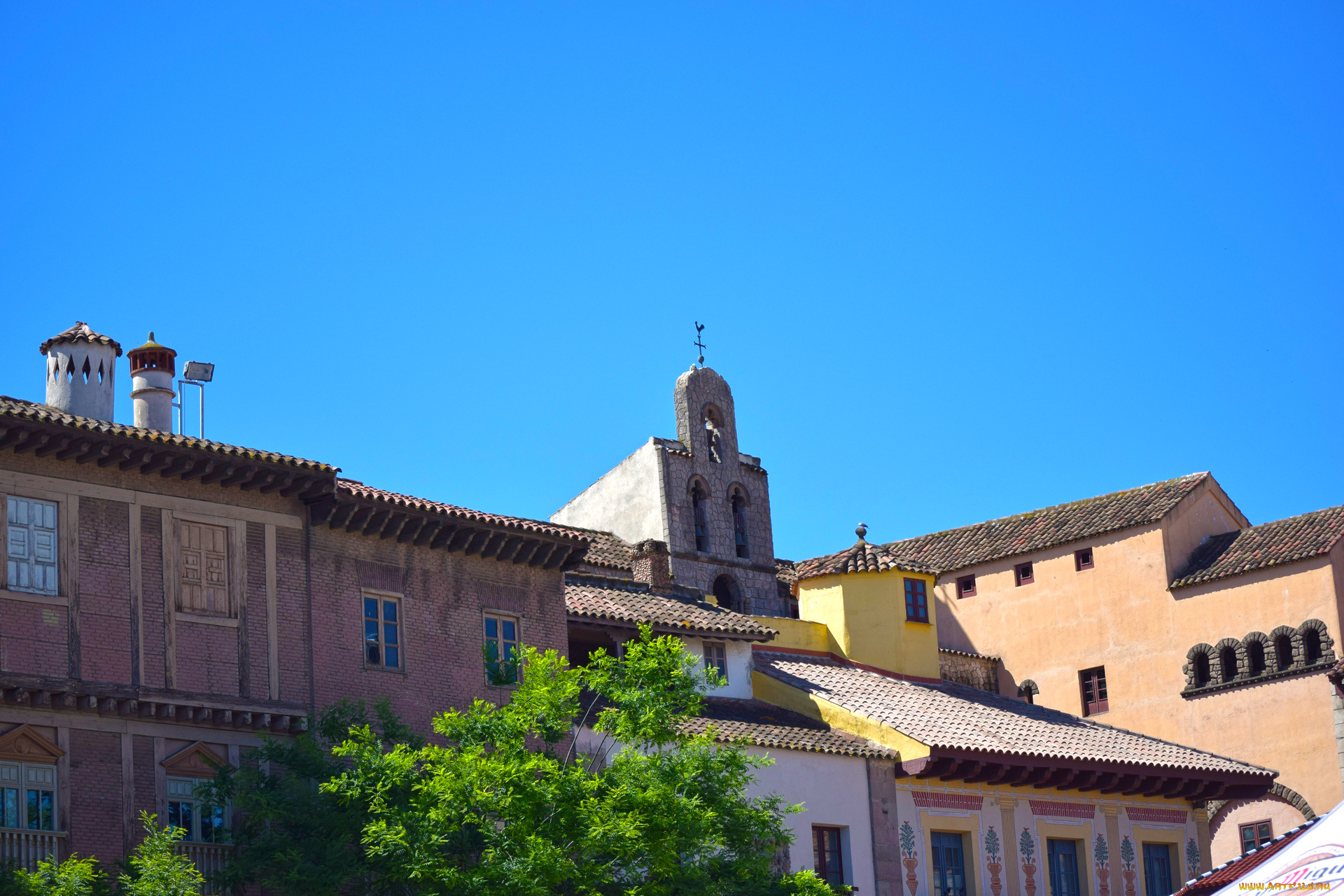 барселона, города, барселона, , испания, окно, дерево