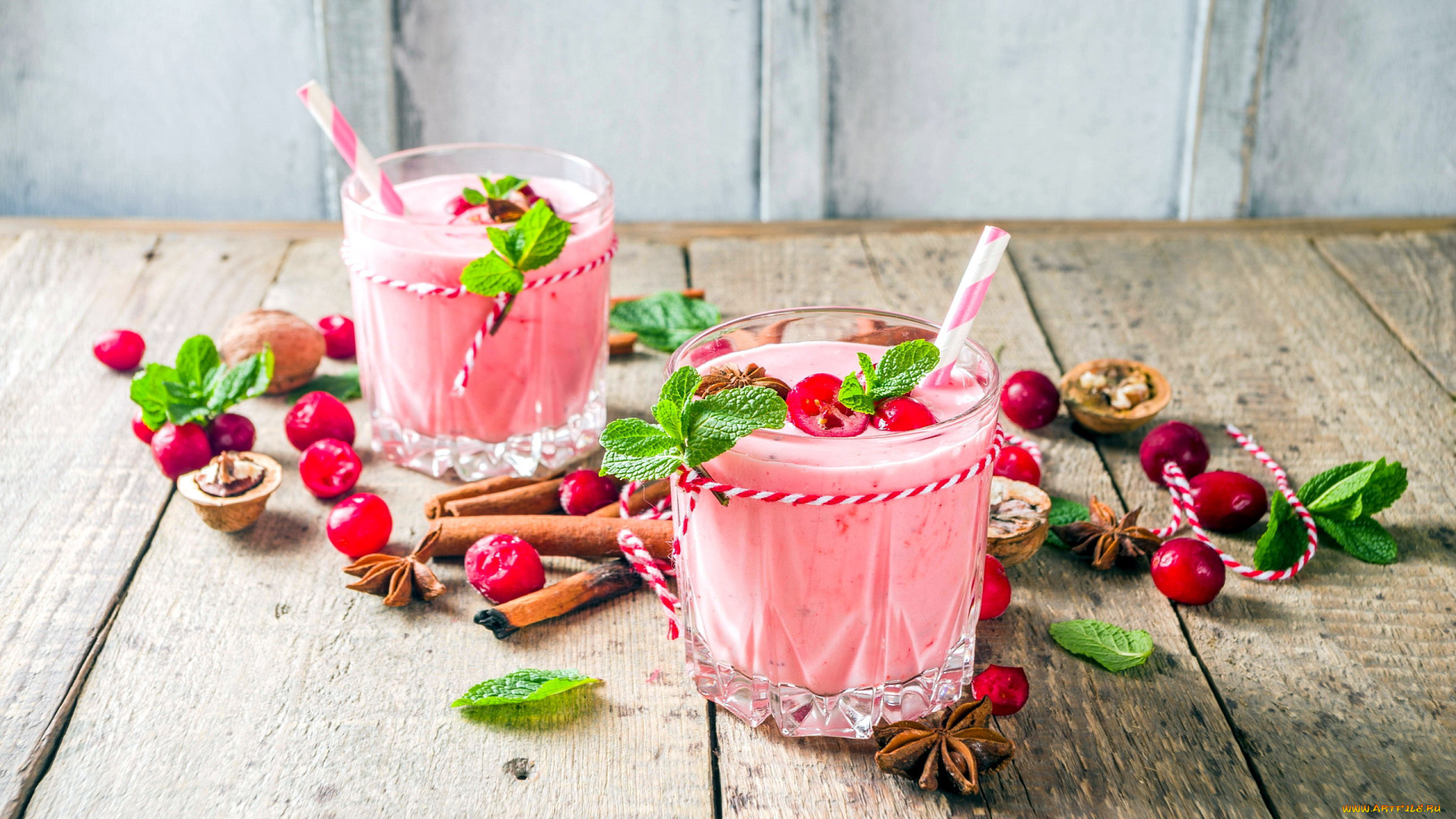 еда, напитки, смузи, мята, клюква