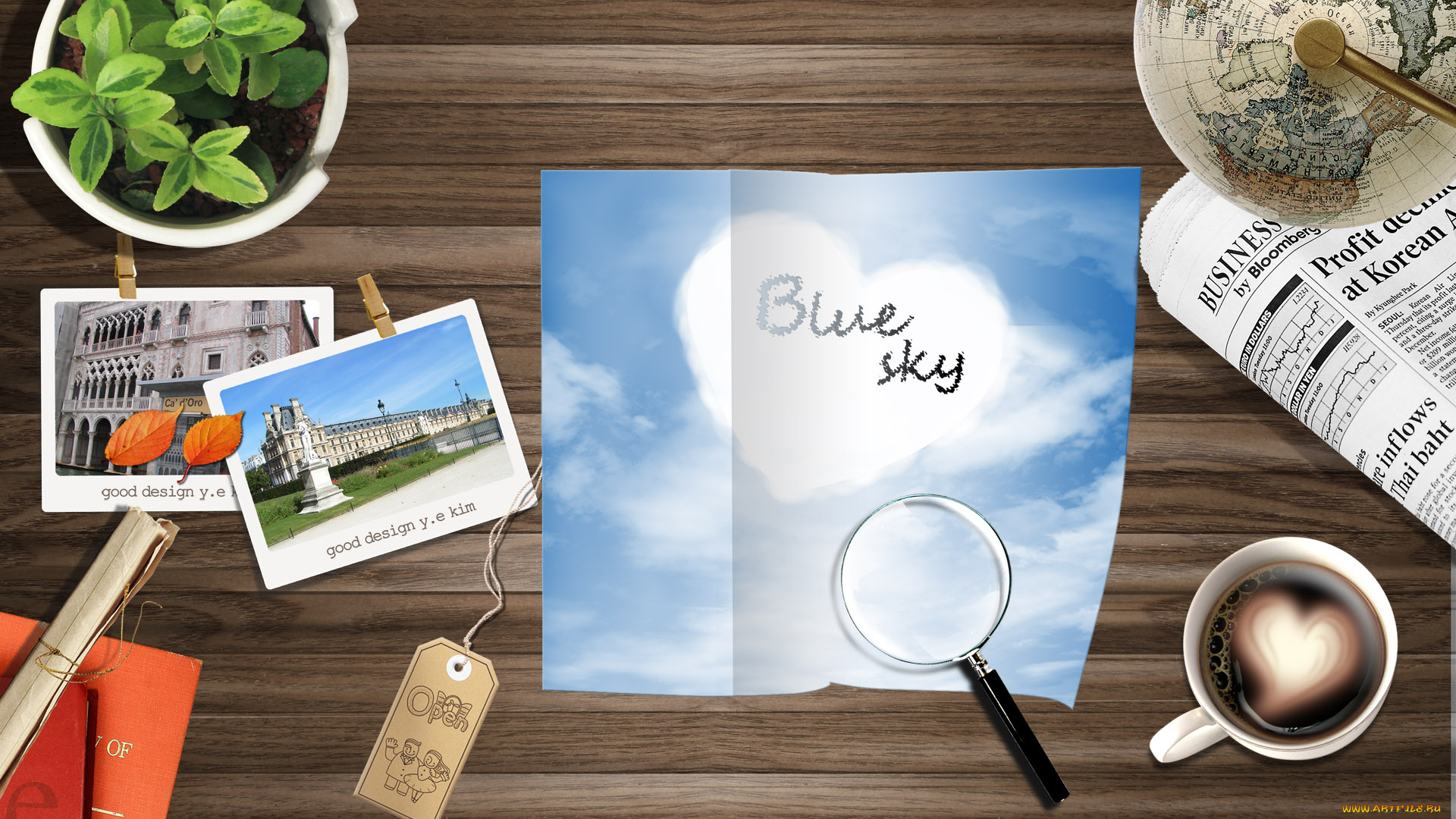 разное, компьютерный, дизайн, растение, газета, чашка, небо, фотографии