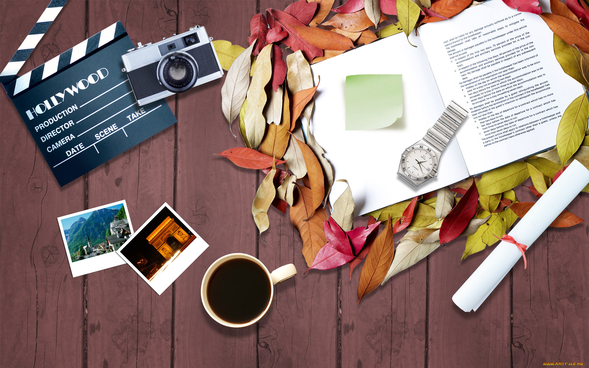 разное, компьютерный, дизайн, листья, часы, чашка, фотографии, фотоаппарат