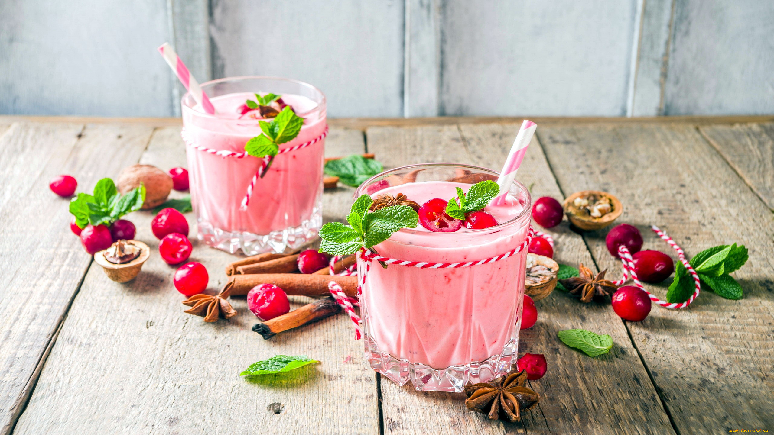 еда, напитки, смузи, мята, клюква