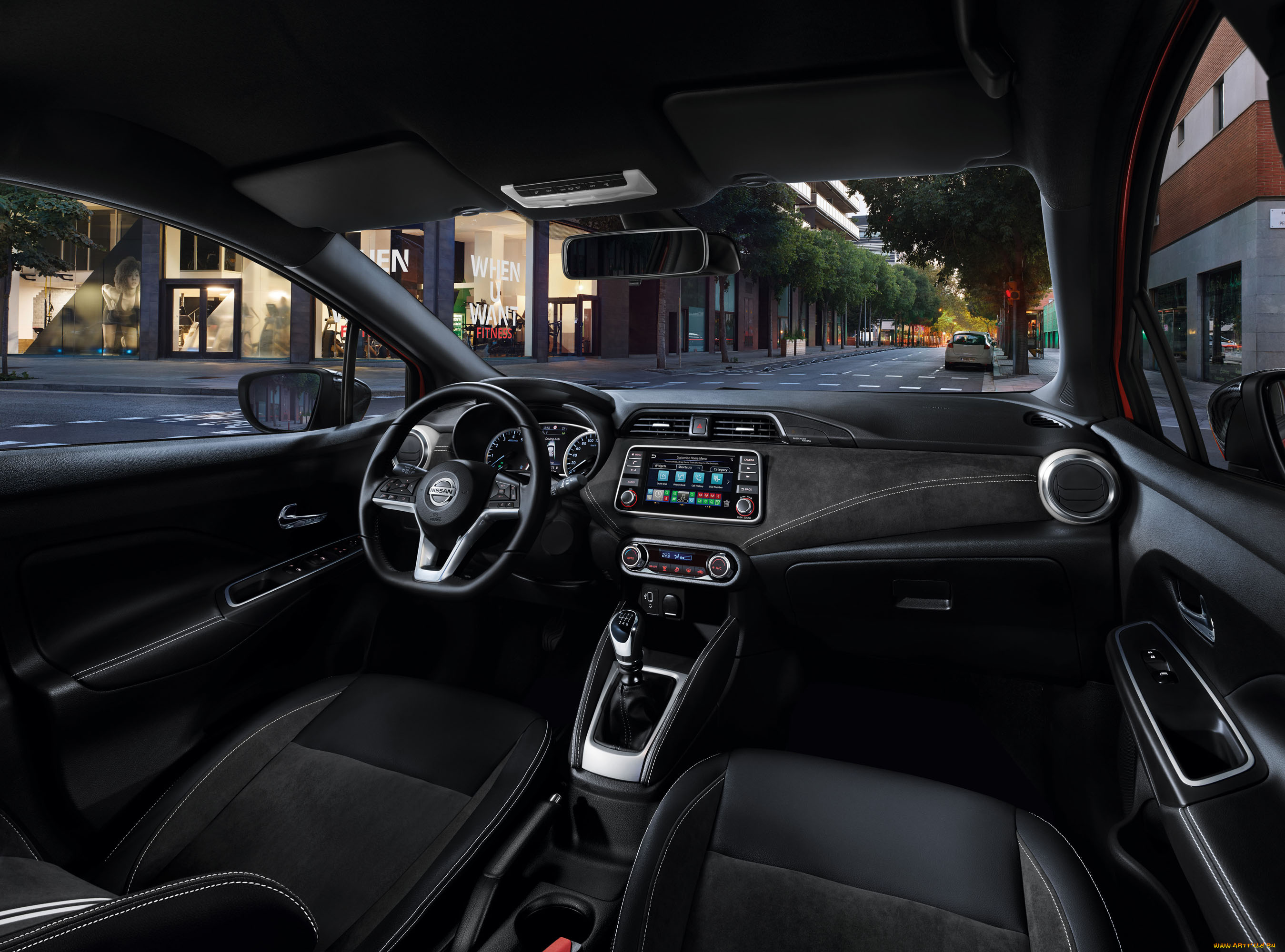 автомобили, интерьеры, салон, 2021, nissan, micra, панель, приборов, кресло, лобовое, стекло