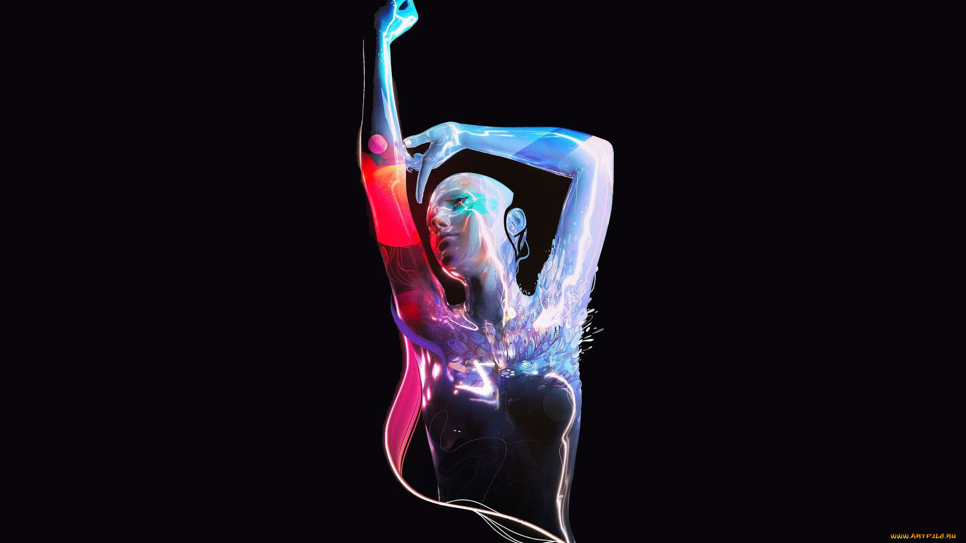 рисованное, люди, девушка, краски