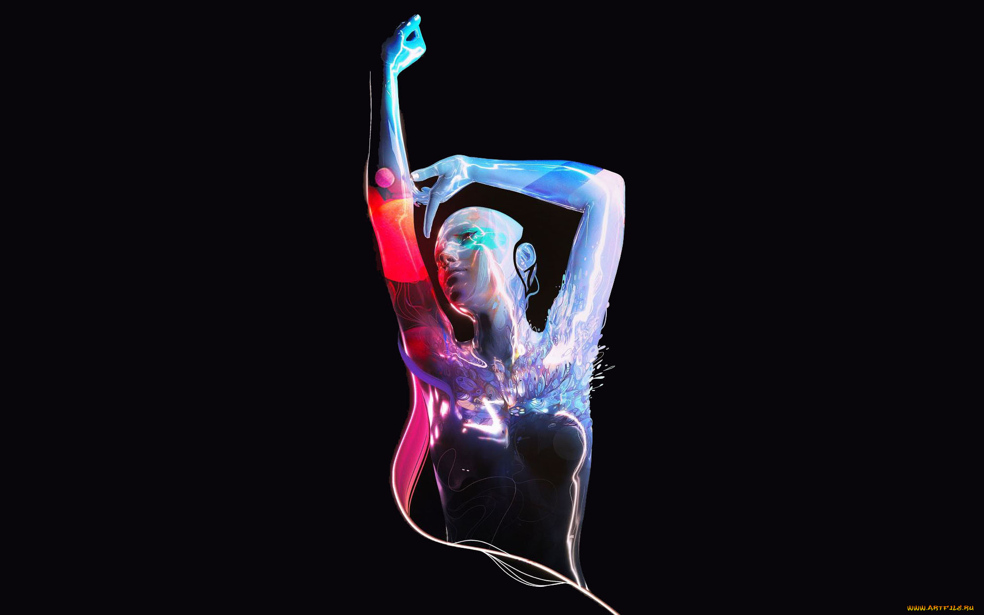 рисованное, люди, девушка, краски