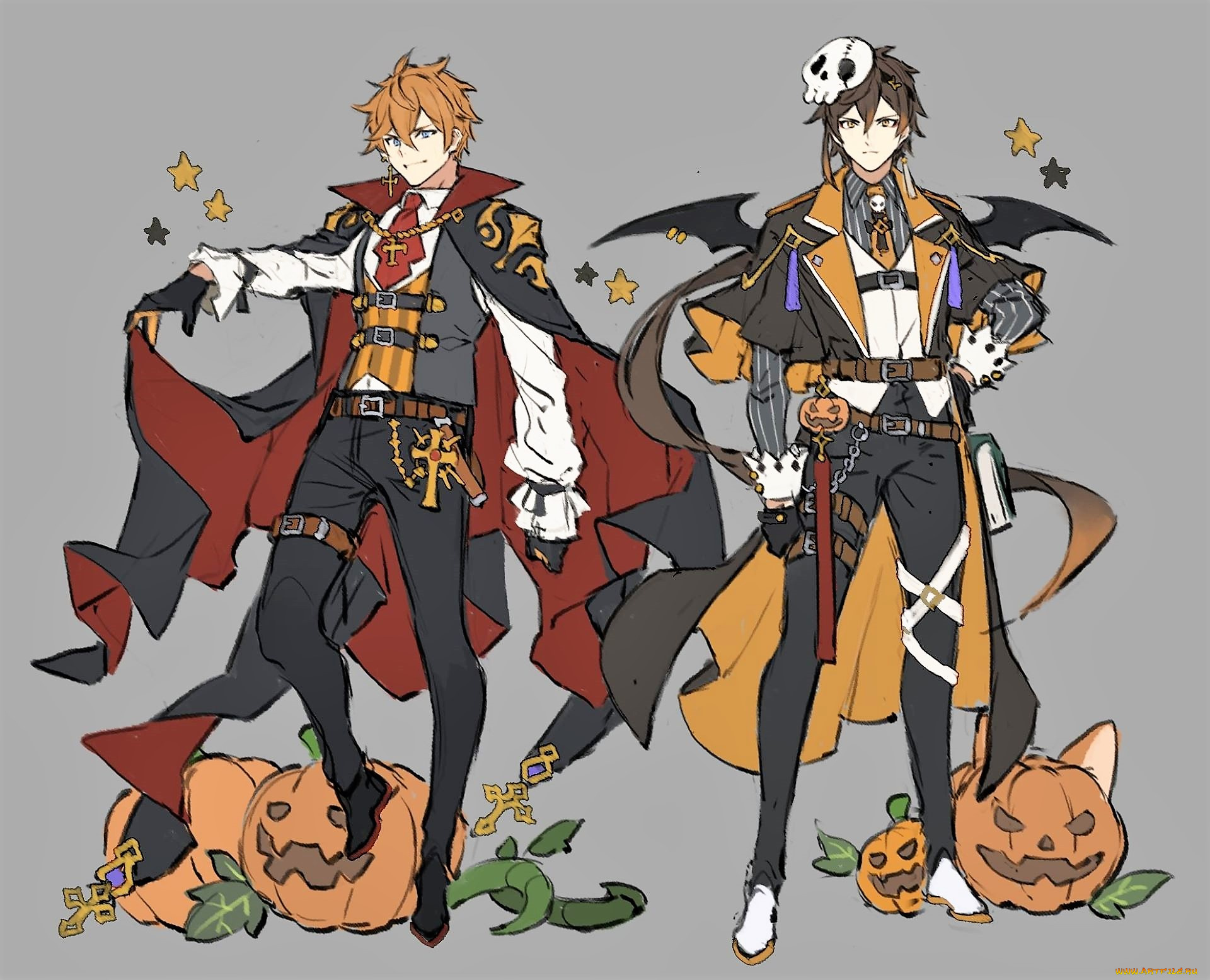 аниме, genshin, impact, парни, костюмы, плащи