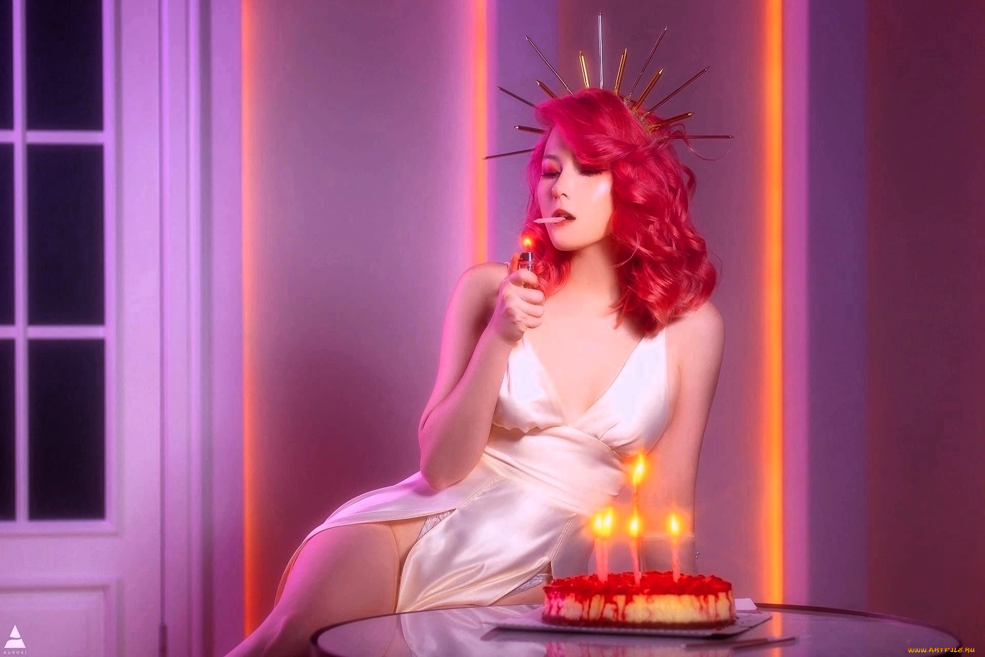 девушки, -, креатив, , косплей, образ, костюм, зажигалка, сигарета, торт, гульнара, гадиляева