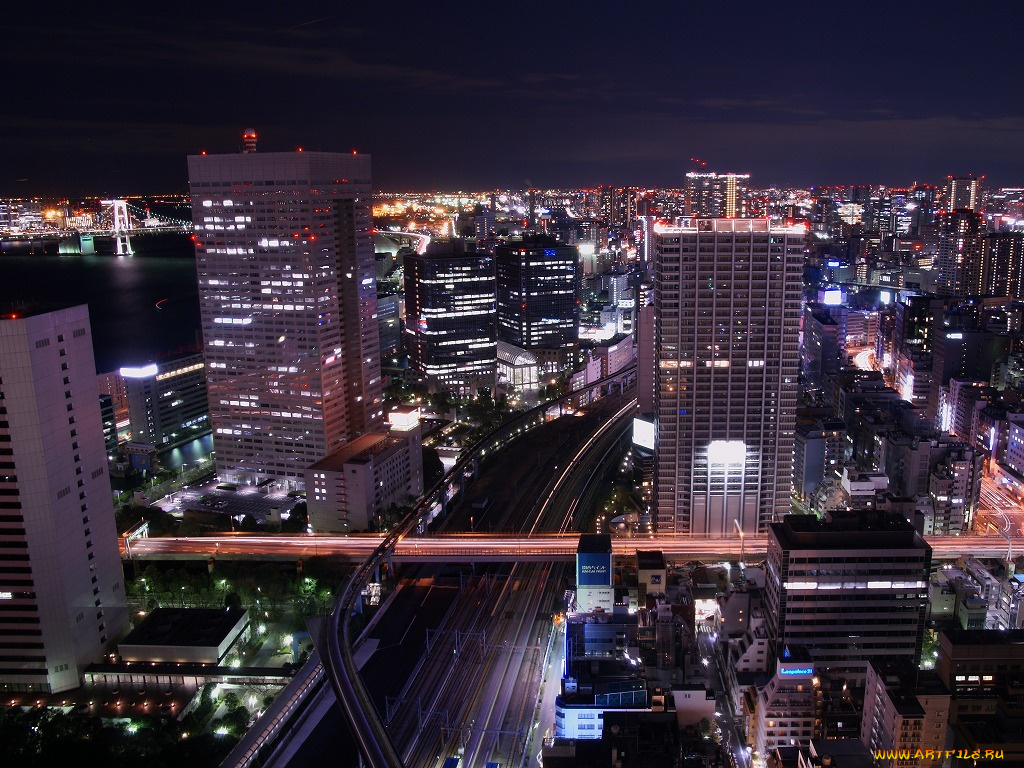 города, огни, ночного