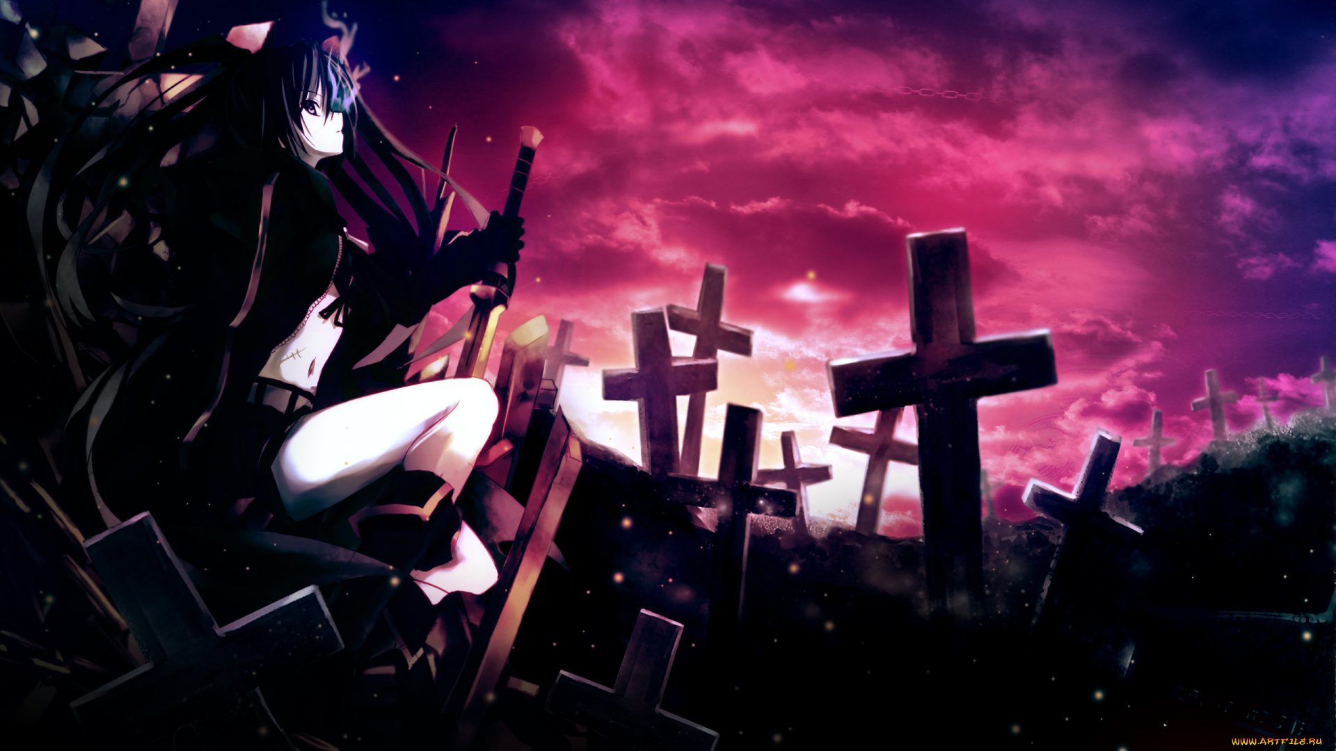 black, rock, shooter, аниме