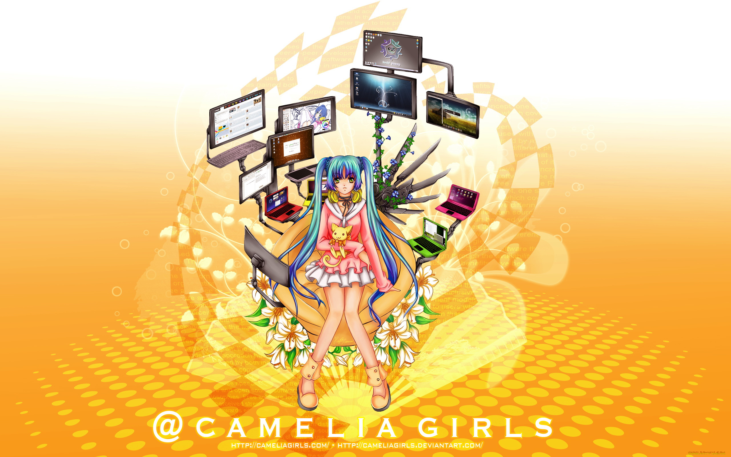 camelia, girls, visual, novel, аниме, headphones, instrumental
