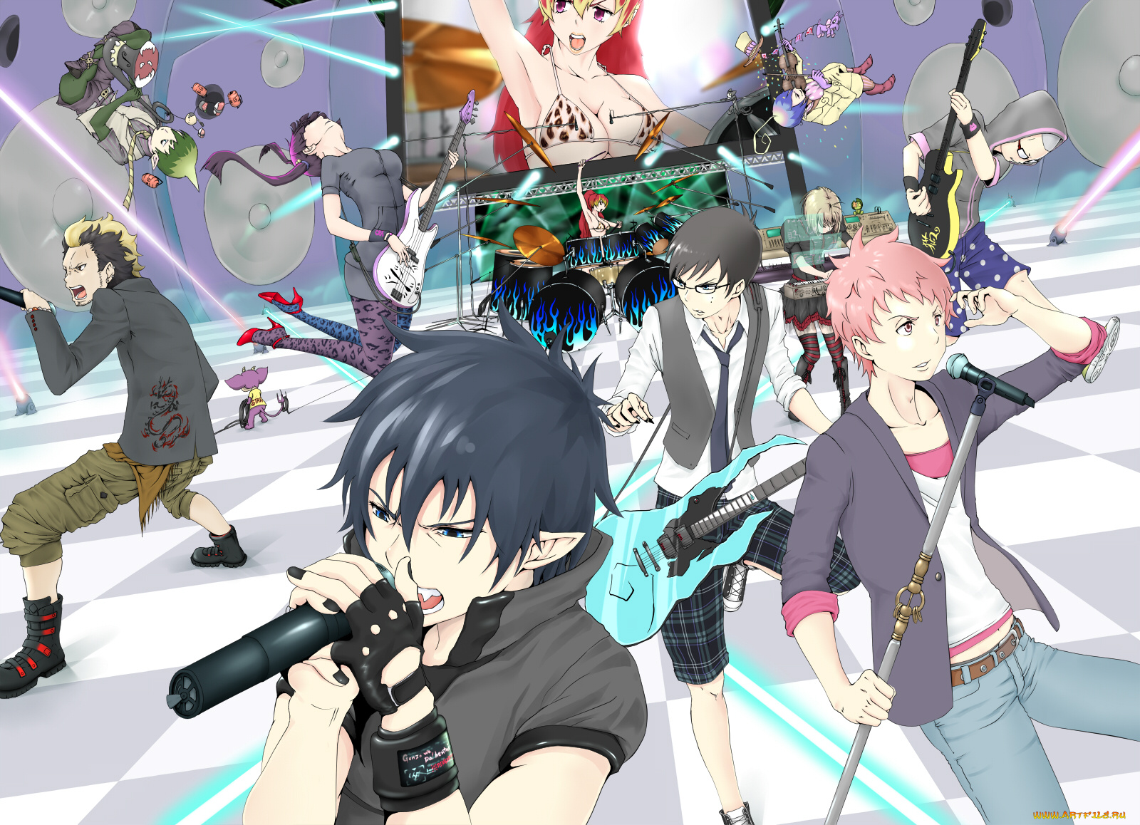 аниме, ao, no, exorcist, kirigakure, amaimon, kamiki, suguro, miwa, mephisto, shima, shiemi, yukio, rin