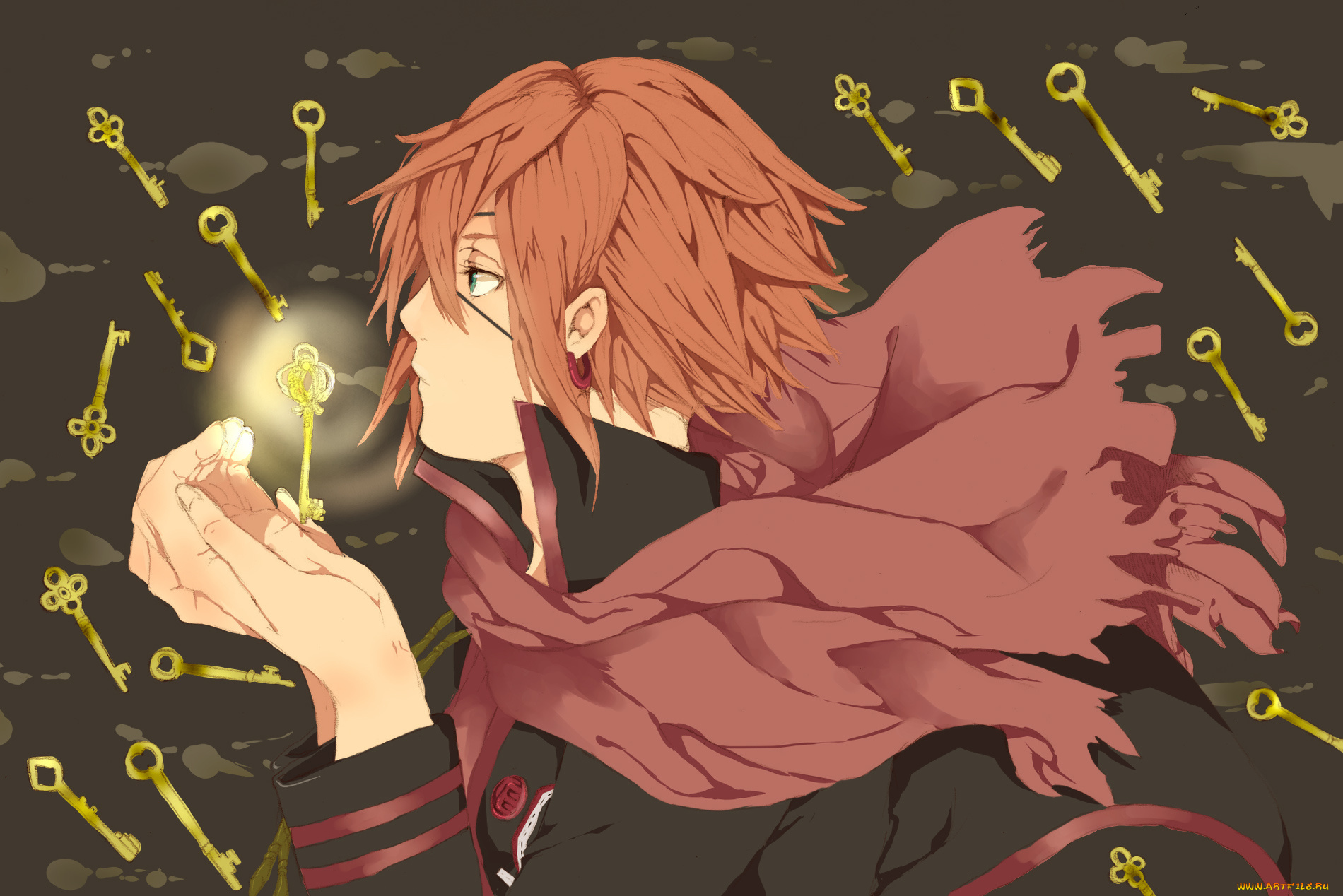 аниме, gray, man, lavi