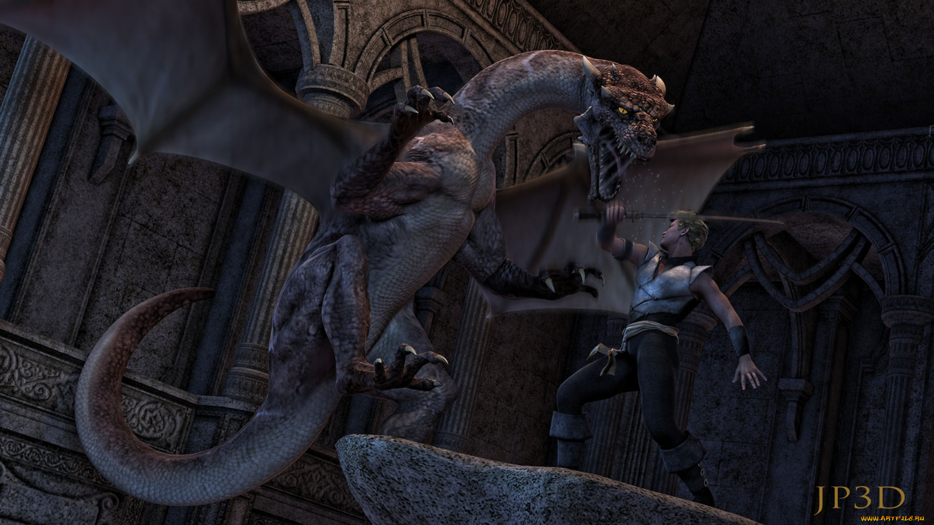 3д, графика, creatures, существа, дракон