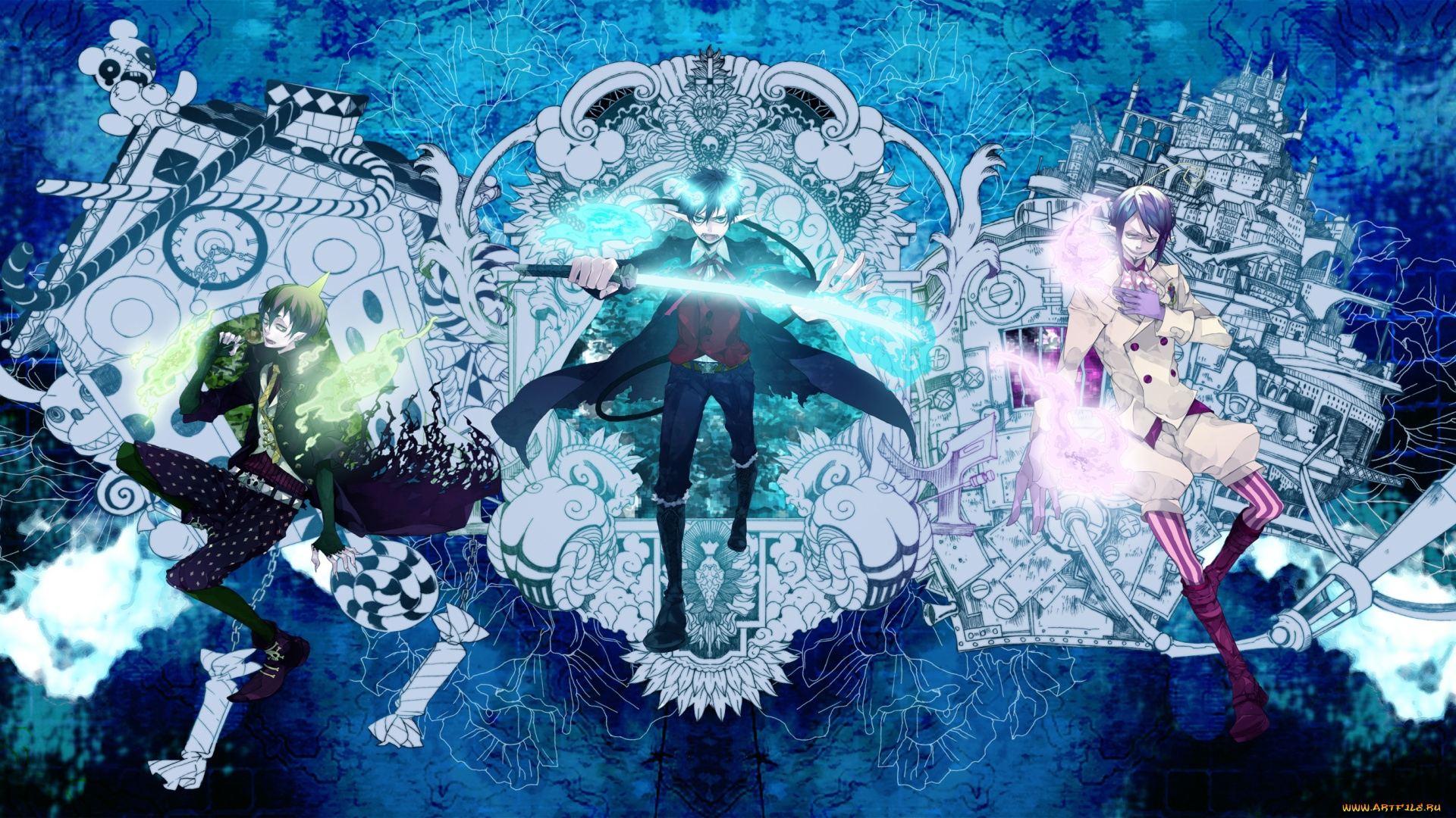 аниме, ao, no, exorcist, amaimon, rin, mephisto