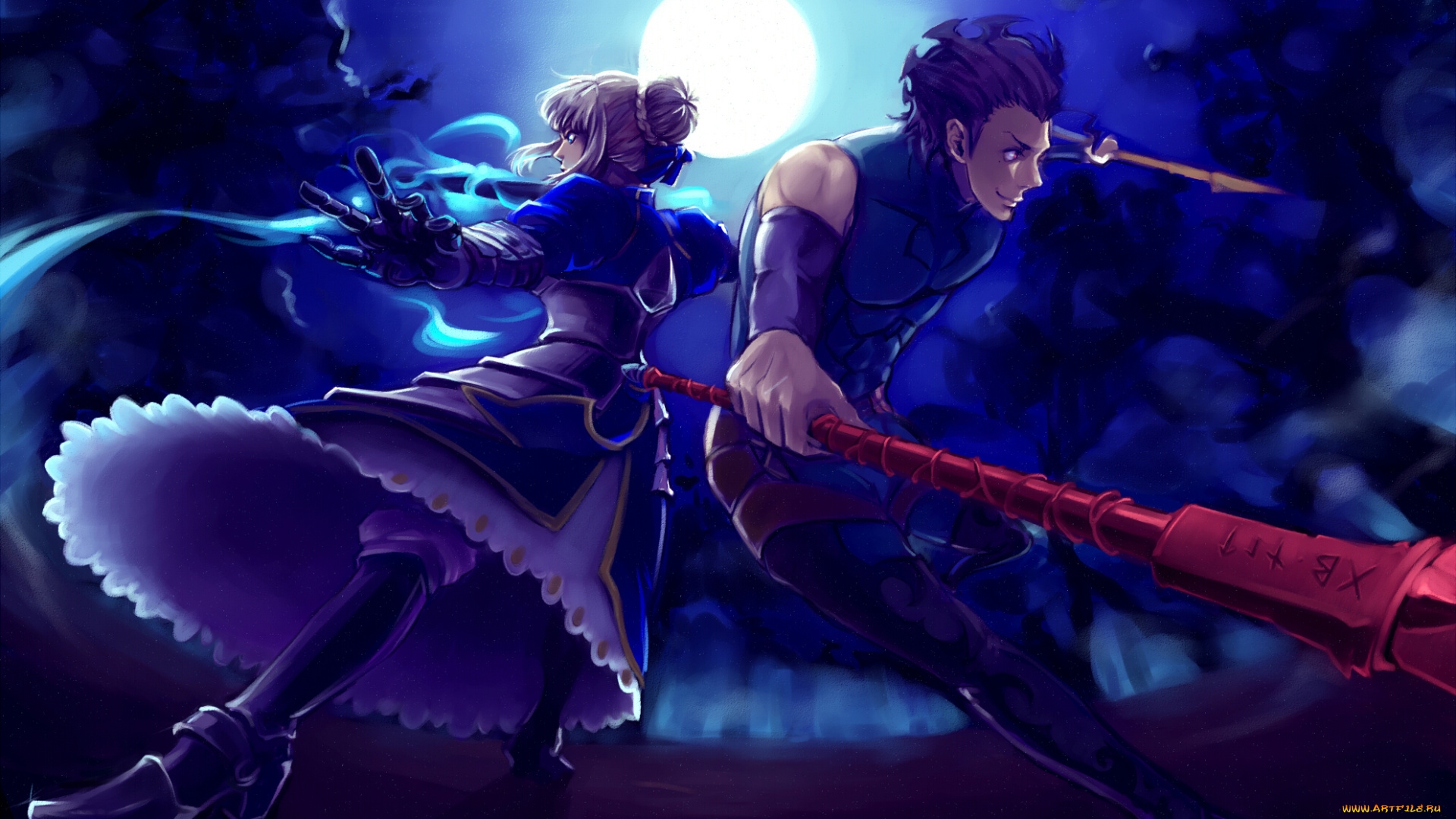 аниме, fate, zero, fatezero, lancer, saber