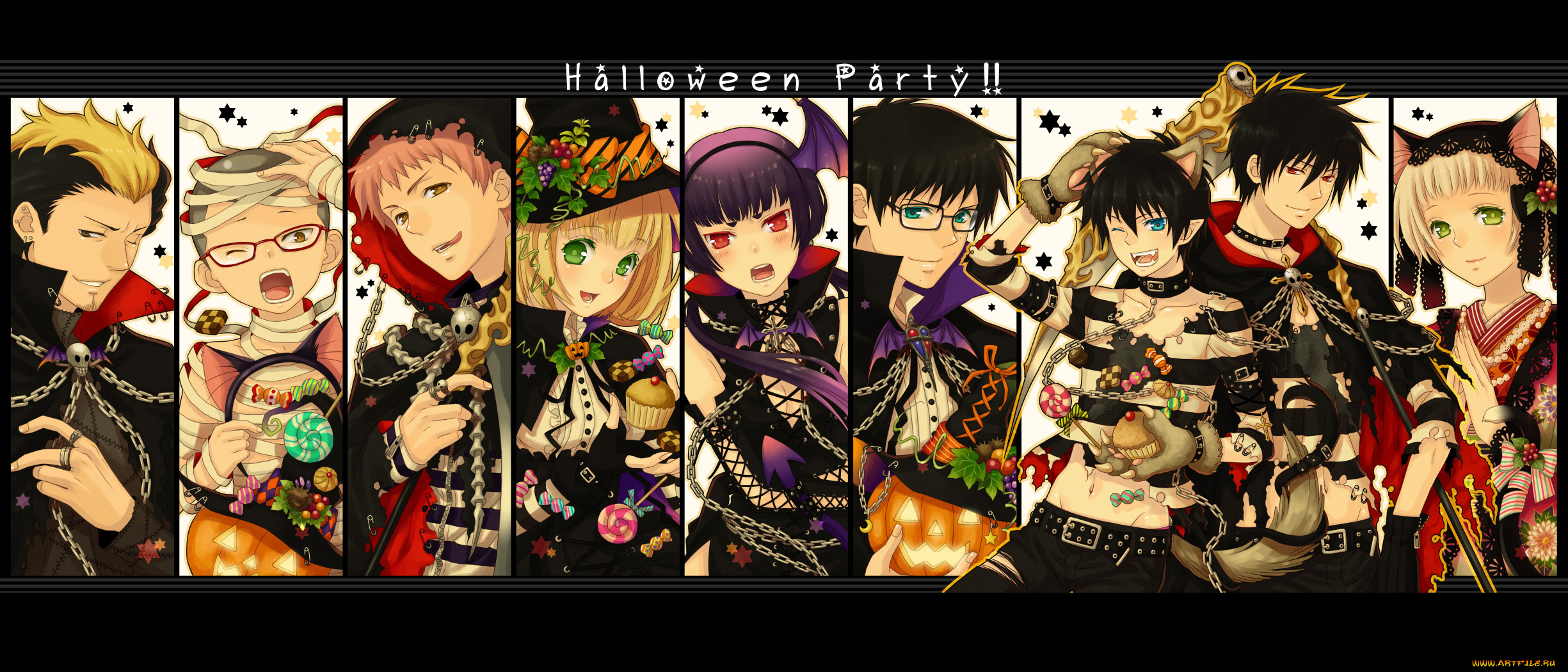 аниме, ao, no, exorcist, rin, yukio, kamiki, shima, shiemi, miwa, suguro