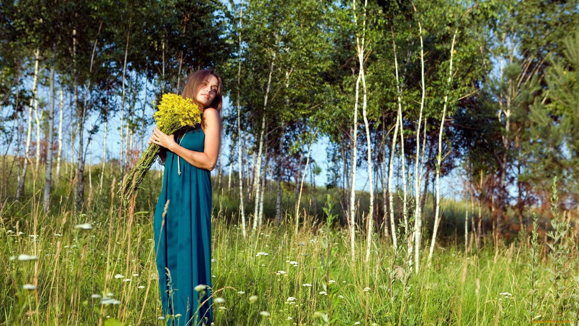 -Unsort, Брюнетки, Шатенки, девушки, unsort, брюнетки, шатенки, букет, луг, девушка