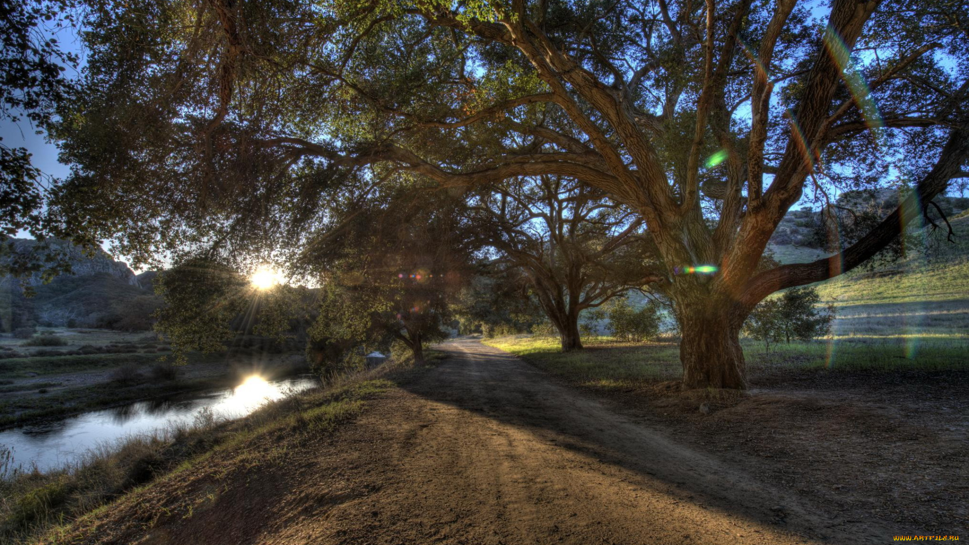 california, malibu, природа, дороги, луна, река, деревья