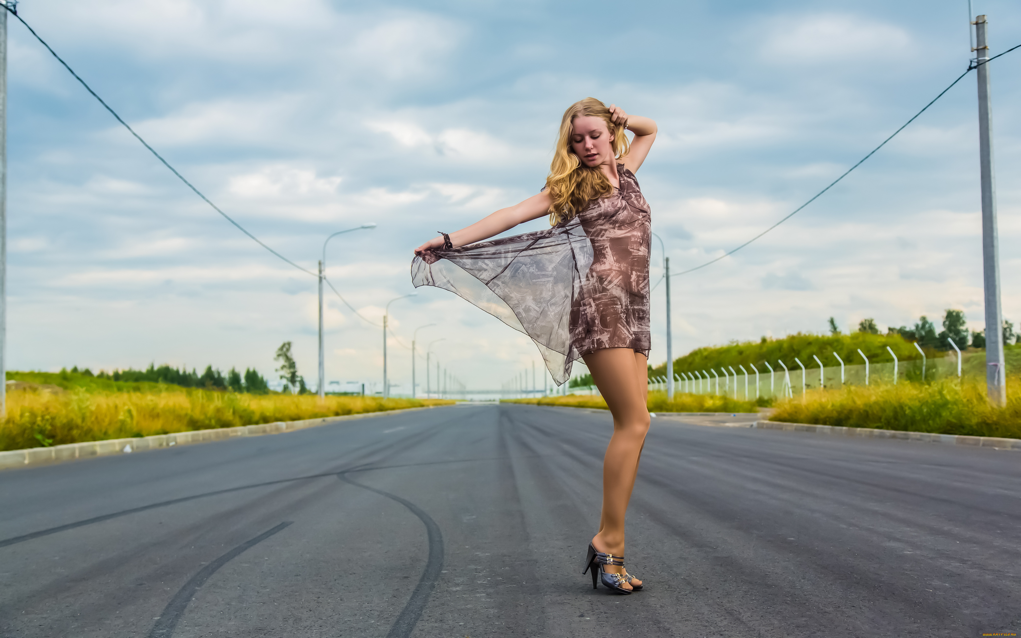 -Unsort, Блондинки, ella, девушки, unsort, блондинки, платье, колготки, дорога