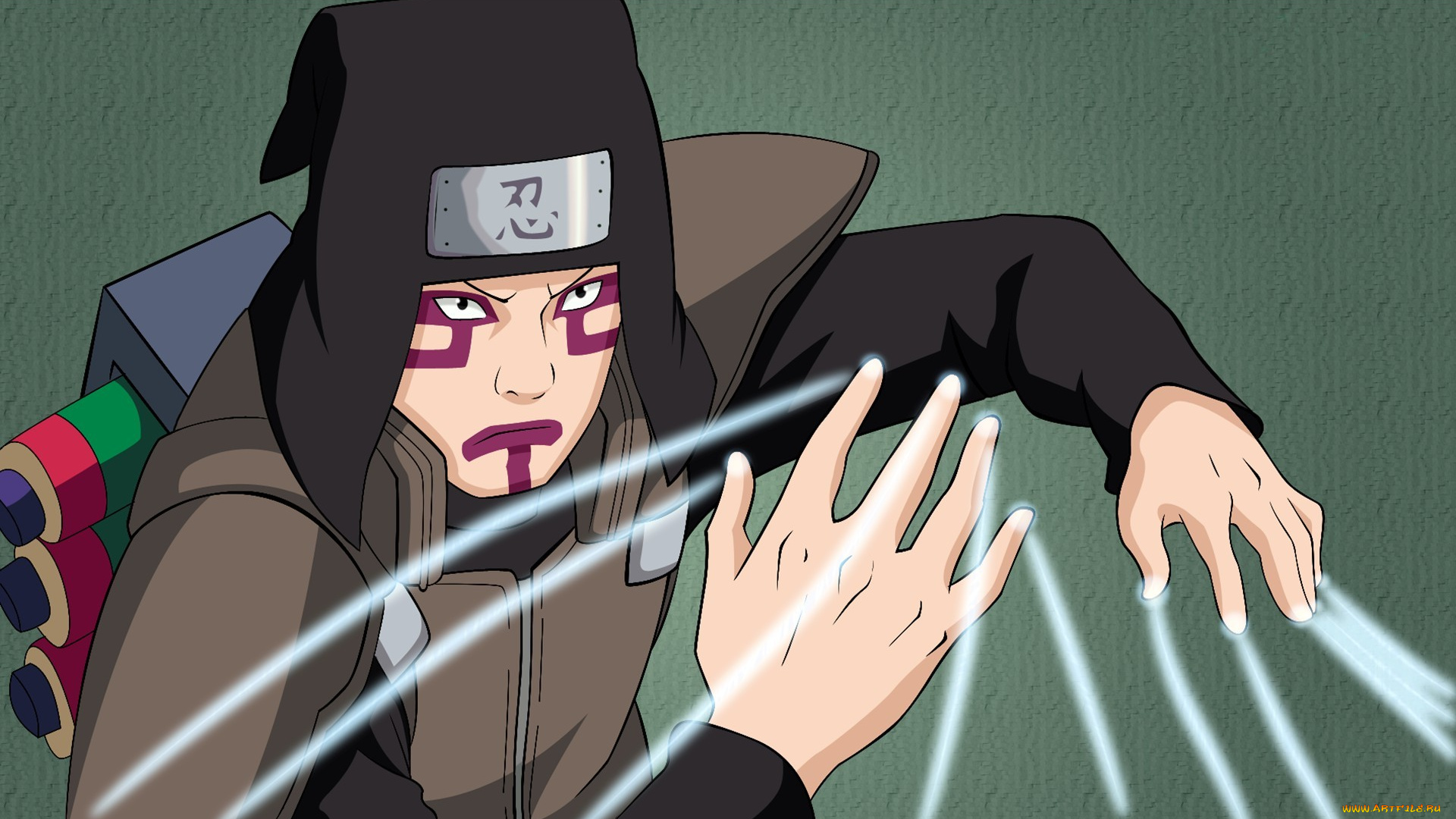 аниме, naruto, песок, головной, убор, руки, шиноби, взгляд, свитки, парень, чакра, кукловод, канкуро