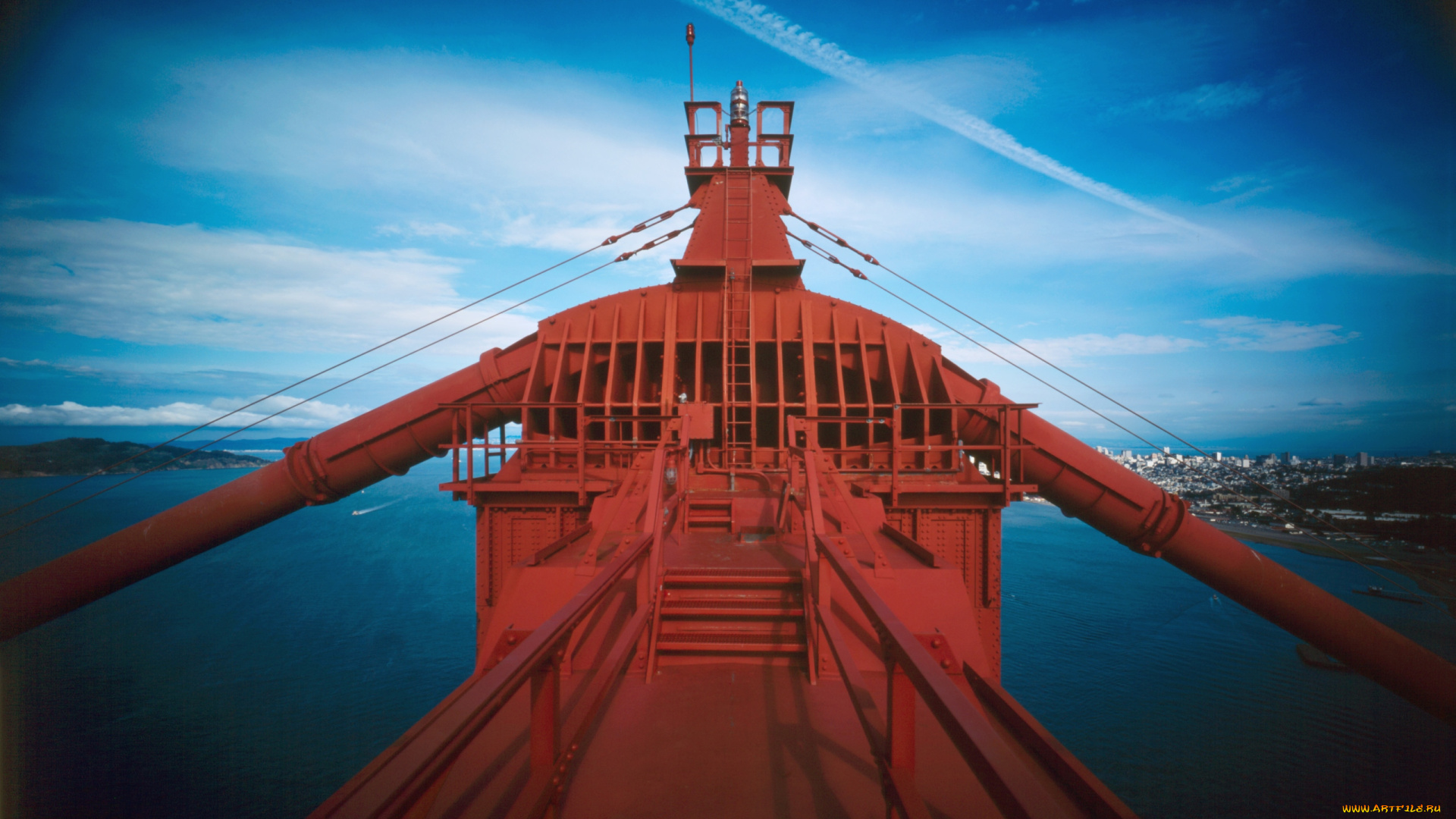 golden, gate, bridge, -, top, of, south, tower, разное, -, другое, конструкция, южная-башня, вершина, bridge, gate, golden