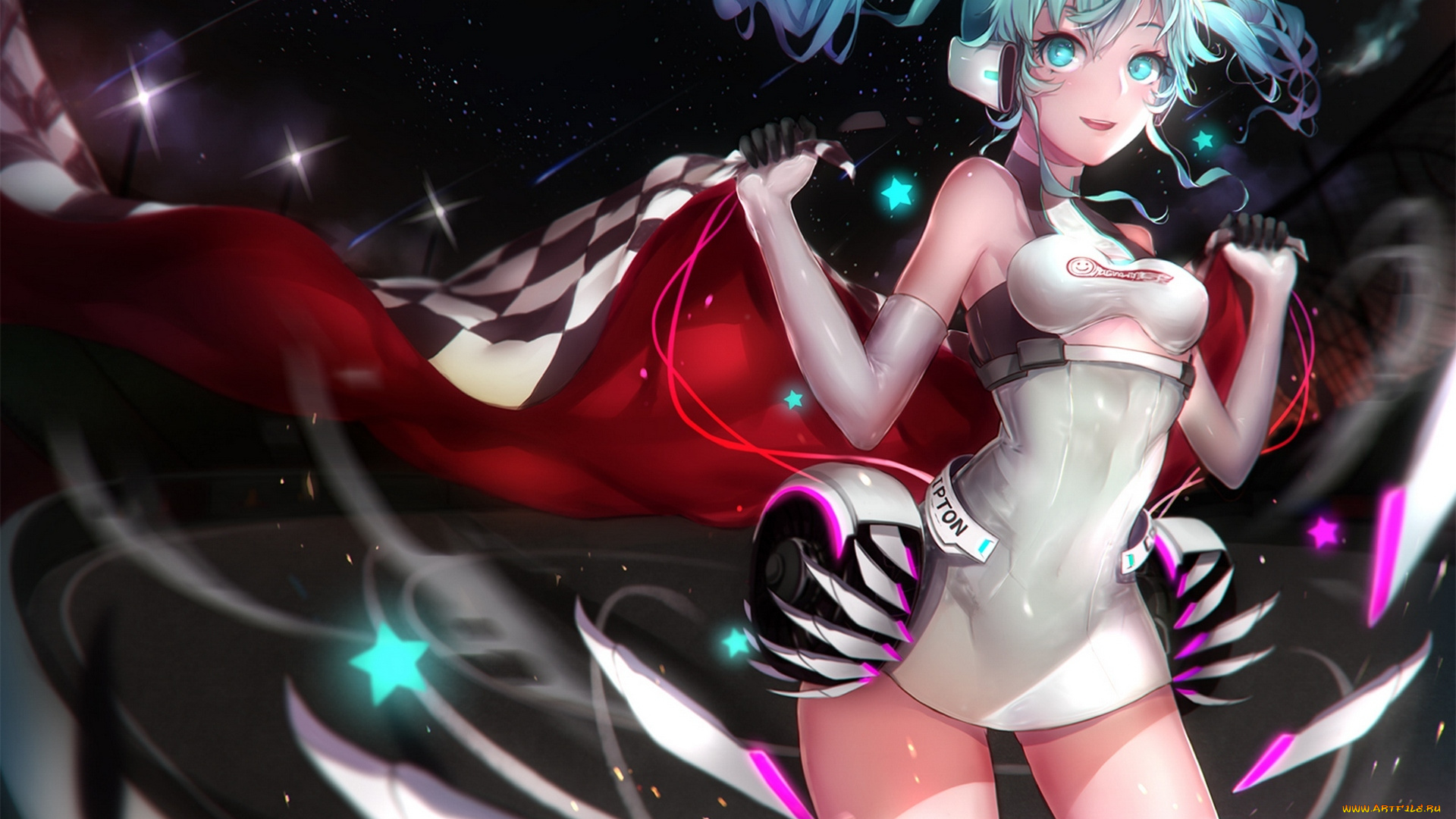 vocaloid, аниме, hatsune, miku, взгляд, девушка, s, a, ветер, радость, космос, вокалоид, art