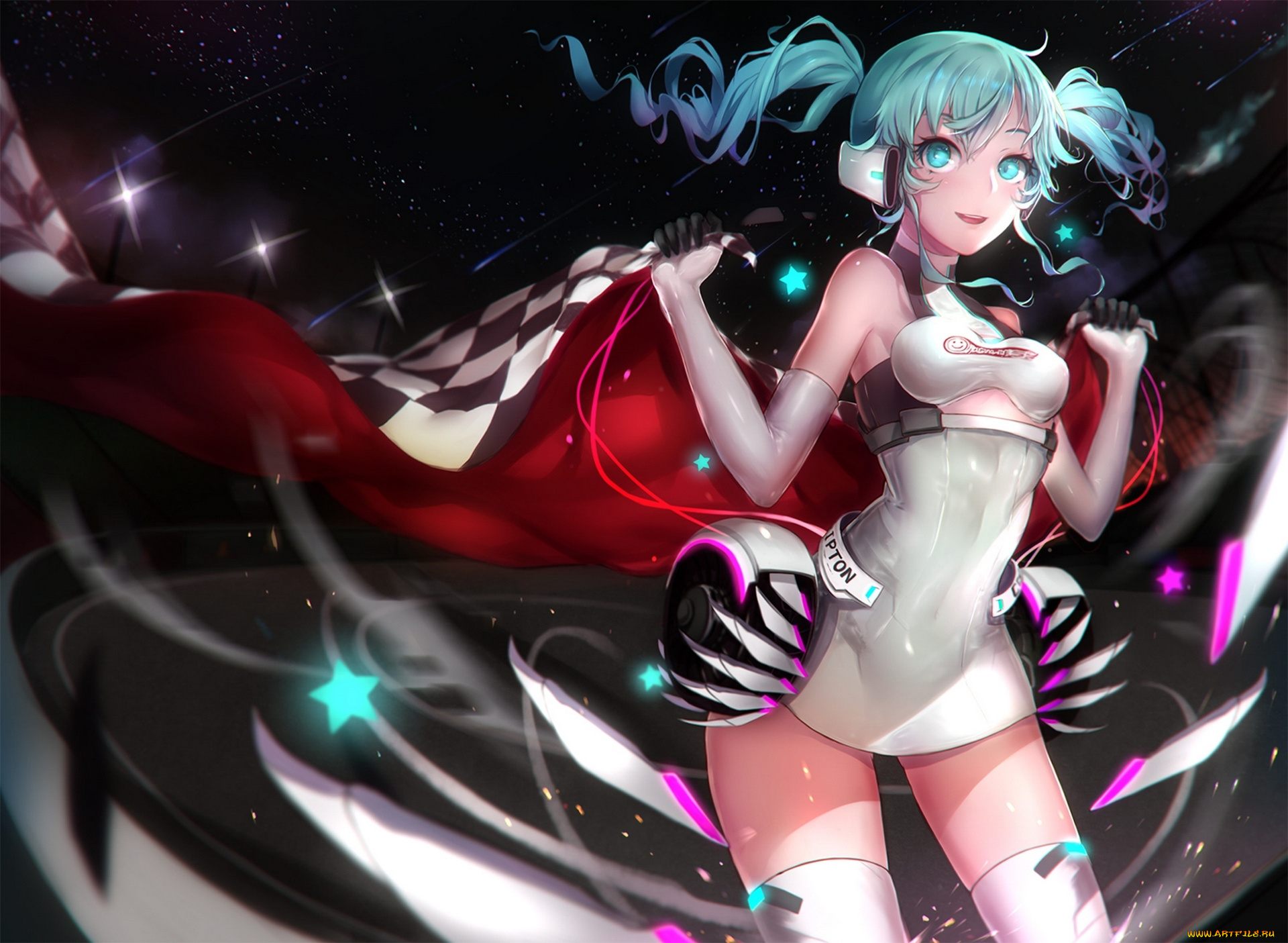 vocaloid, аниме, hatsune, miku, взгляд, девушка, s, a, ветер, радость, космос, вокалоид, art