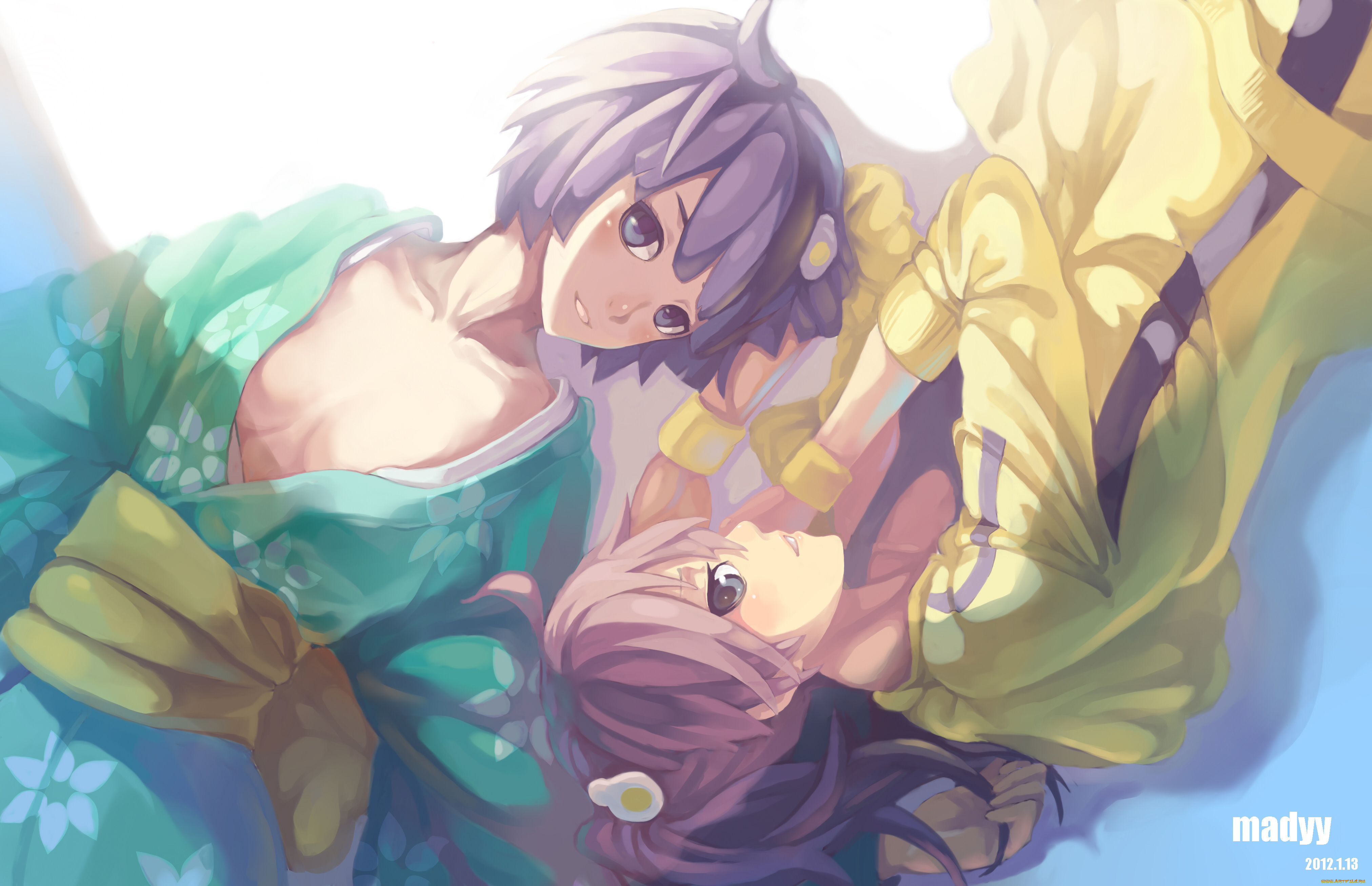 bakemonogatari, аниме, арт, madyy, monogatari, araragi, karen, tsukihi, заколка, форма, девушки, кимоно