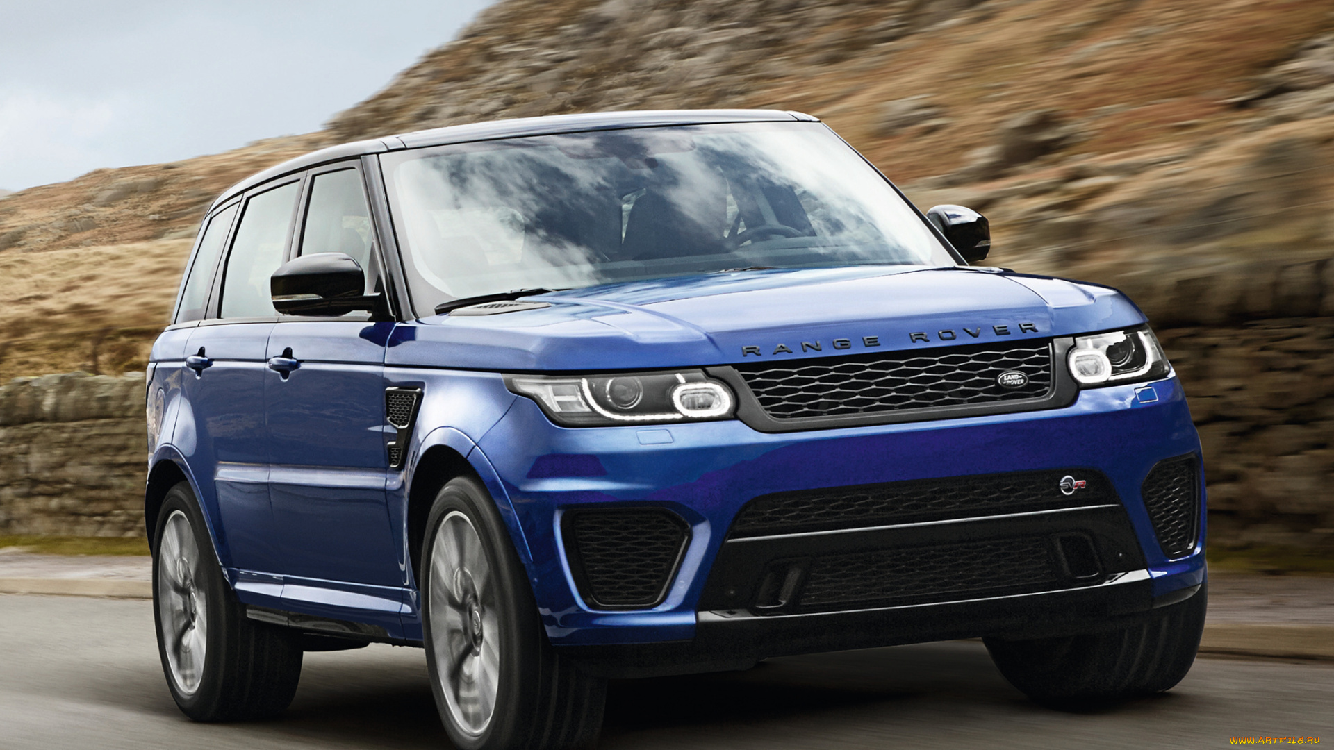 автомобили, range, rover, range, rover, синий, 2014г, sport, svr