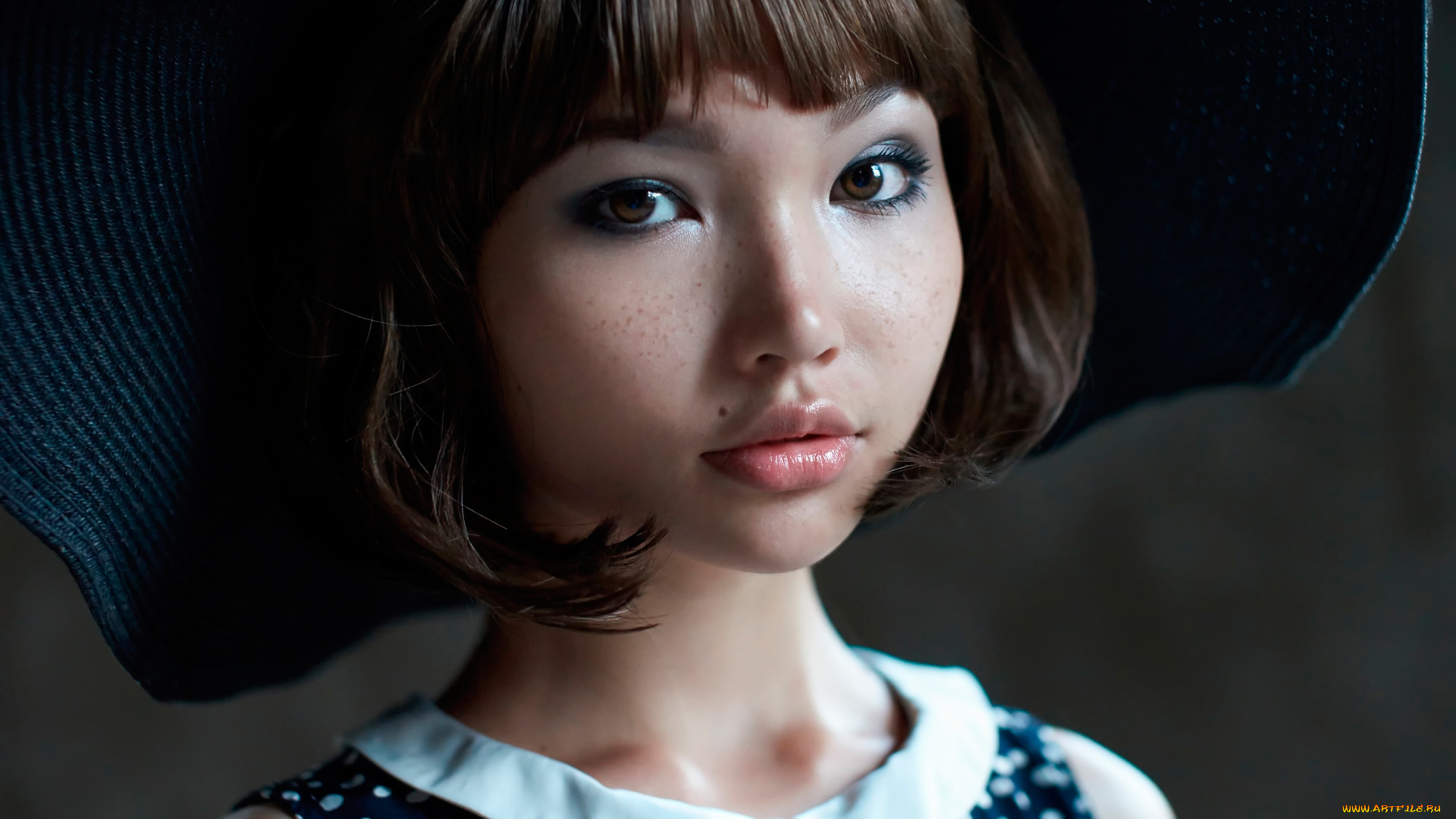 девушки, -unsort, , лица, , портреты, карина, веснушки, губки, горошек, шляпка, кареглазая