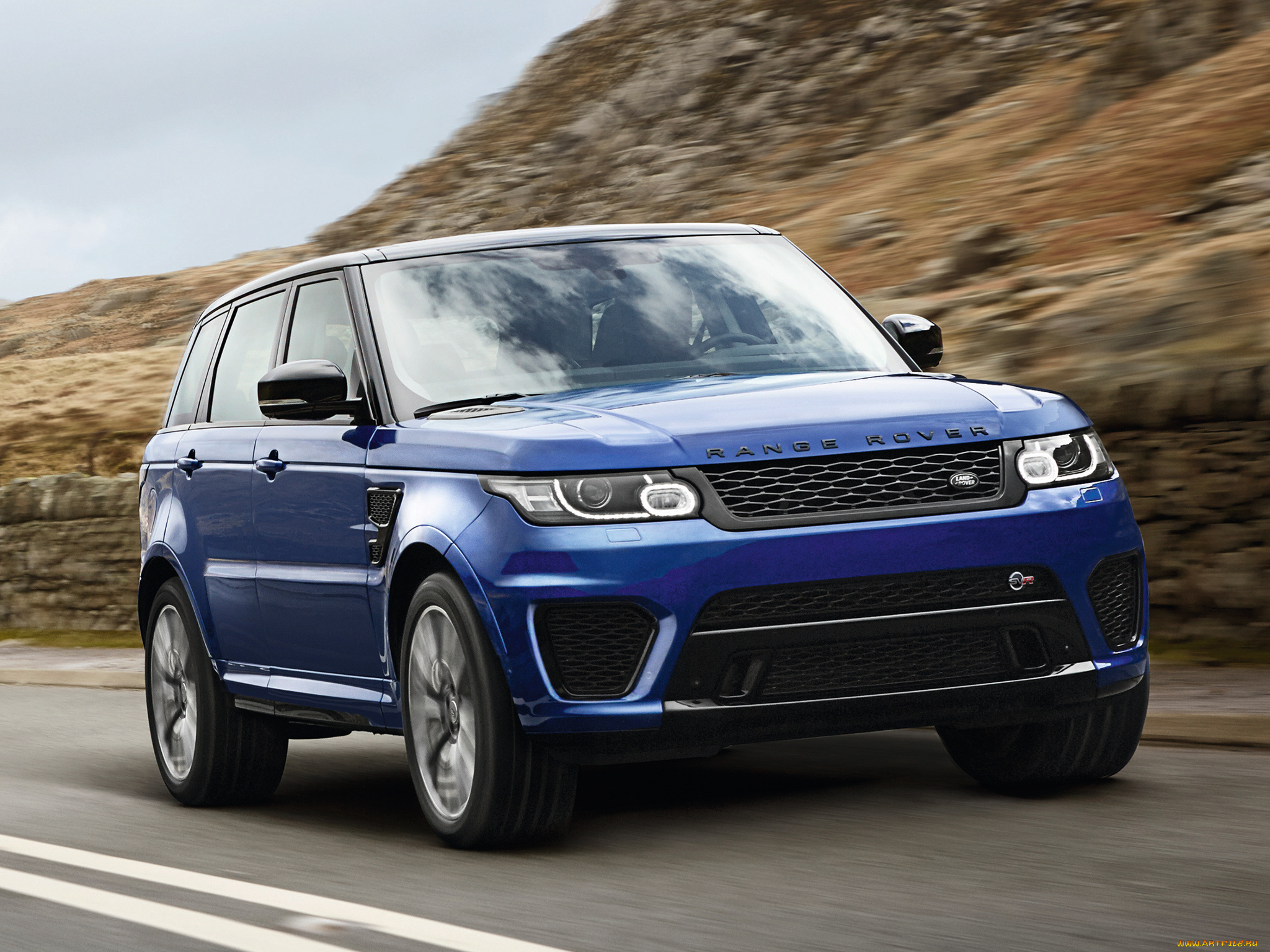 автомобили, range, rover, range, rover, синий, 2014г, sport, svr