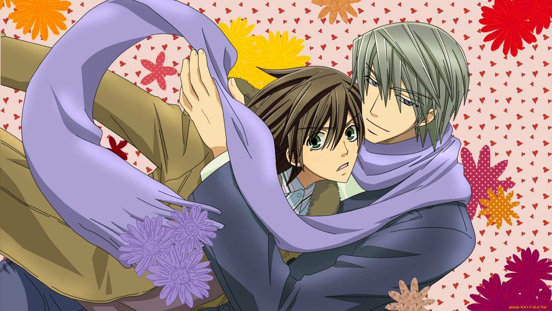 аниме, junjou, romantica, арт, чистая, романтика, парни, пара, мисаки