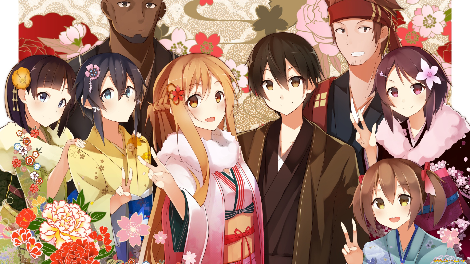 аниме, sword, art, online, арт, парни, девушки