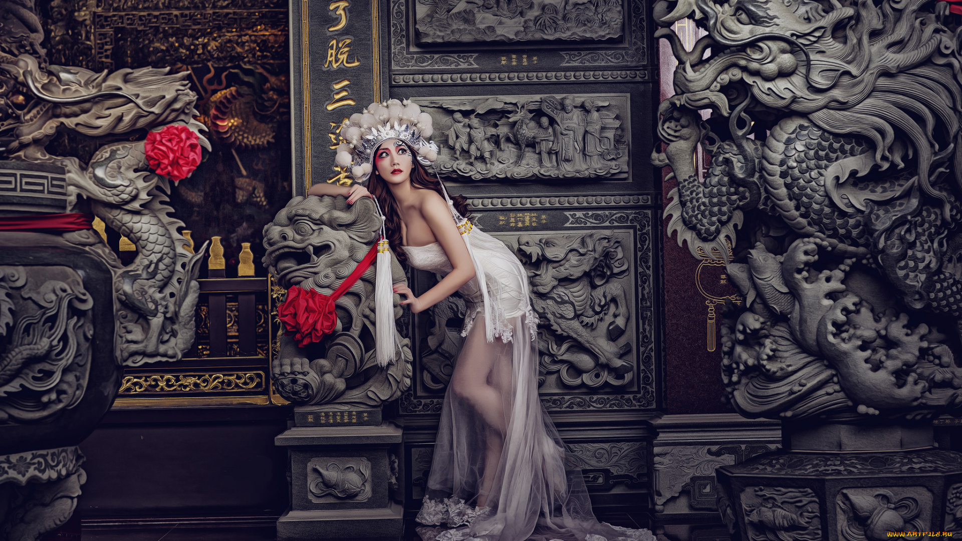 девушки, -unsort, , азиатки, азиатка, модель, поза, платье, наряд, скульптуры, стиль