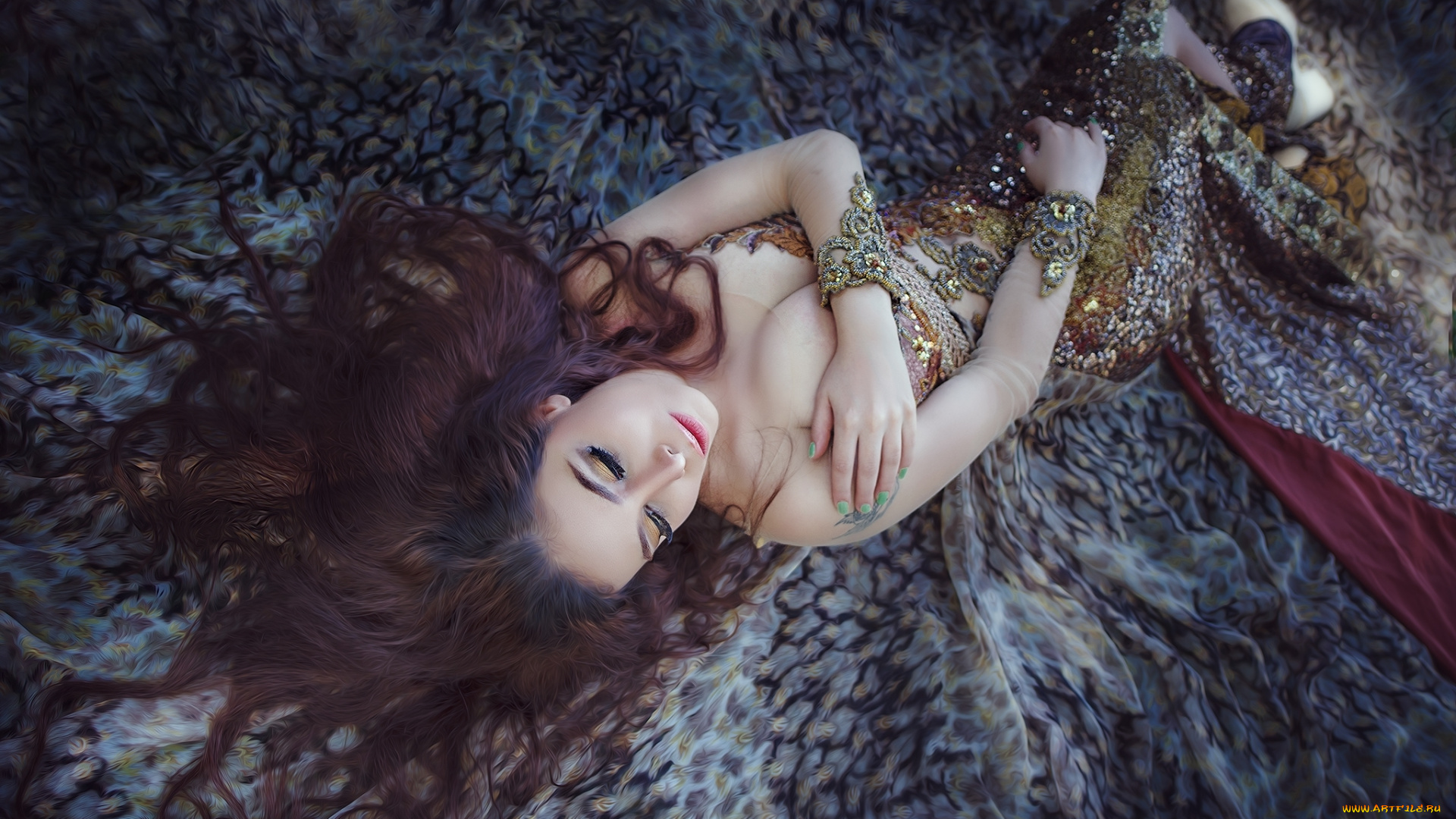 девушки, -unsort, , азиатки, волосы, платье, азиатка