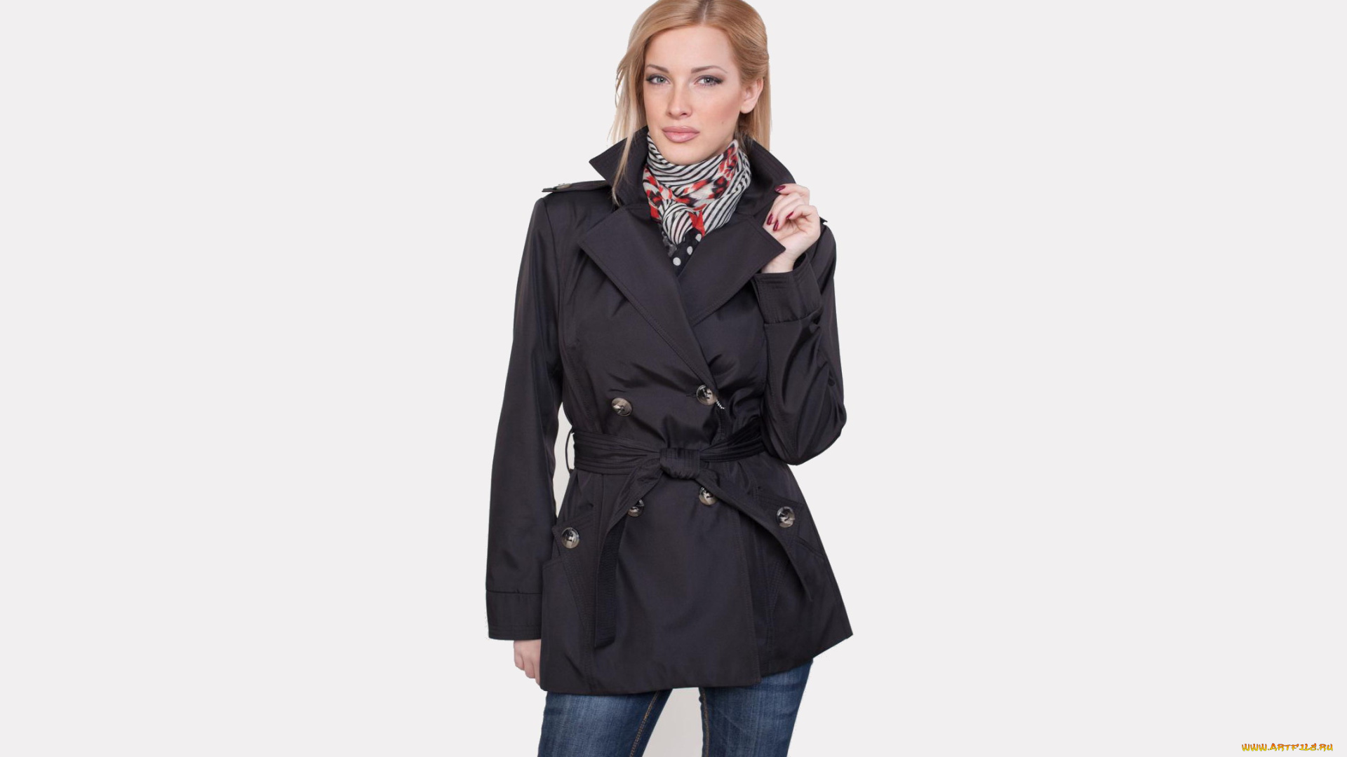 девушки, -unsort, , рыжеволосые, и, другие, улыбка, плащ, кашне, джинсы, модель