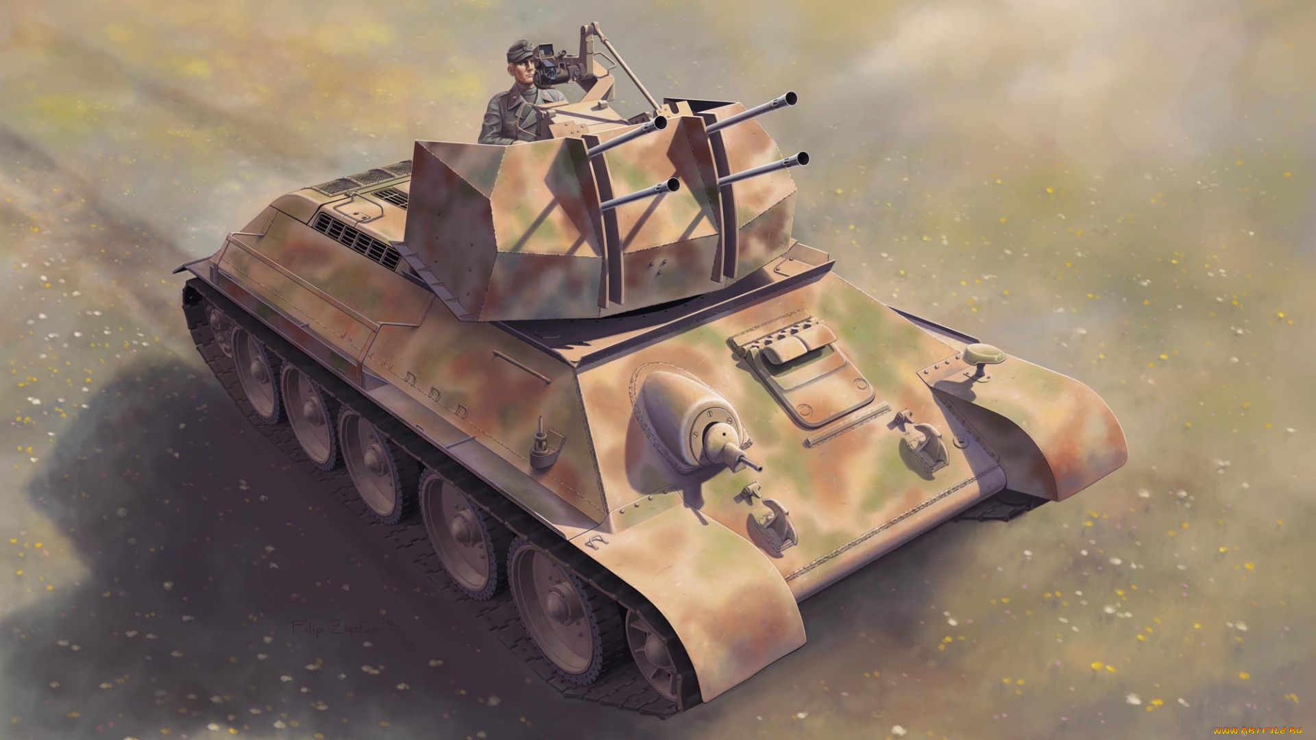 рисованное, армия, танк